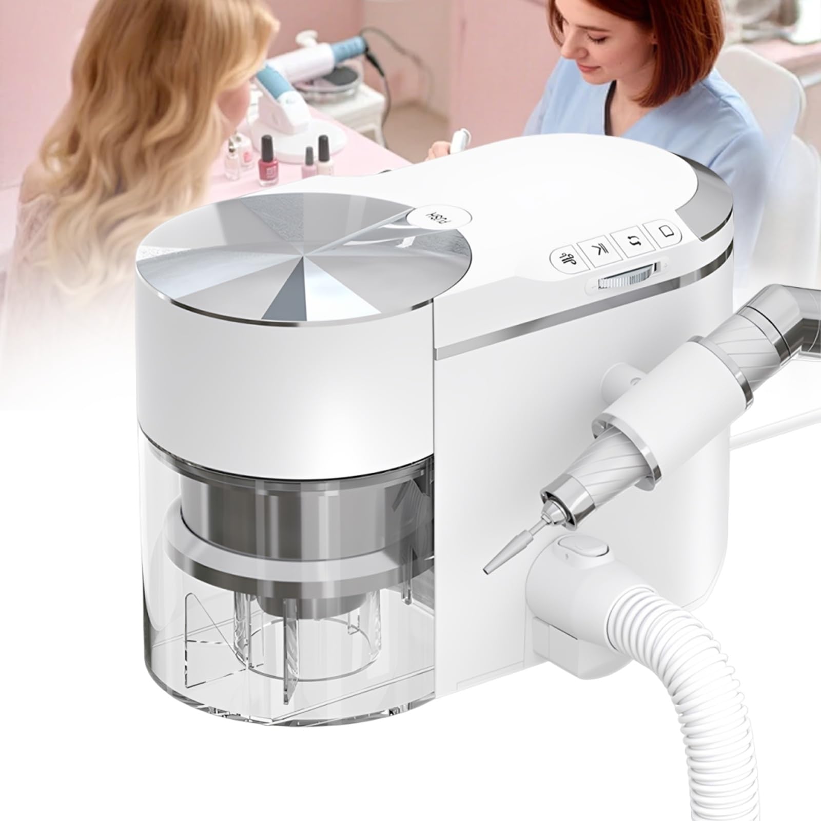 200-W-Nagelstaubabsaugung Mit Bürstenlosem 30.000-U/min-Motor, 2-in-1-Kombigerät Aus Elektrischer Nagelfräse Und Staubabsaugung, Geräuscharme Maniküreeinheit Für Nagelstudios