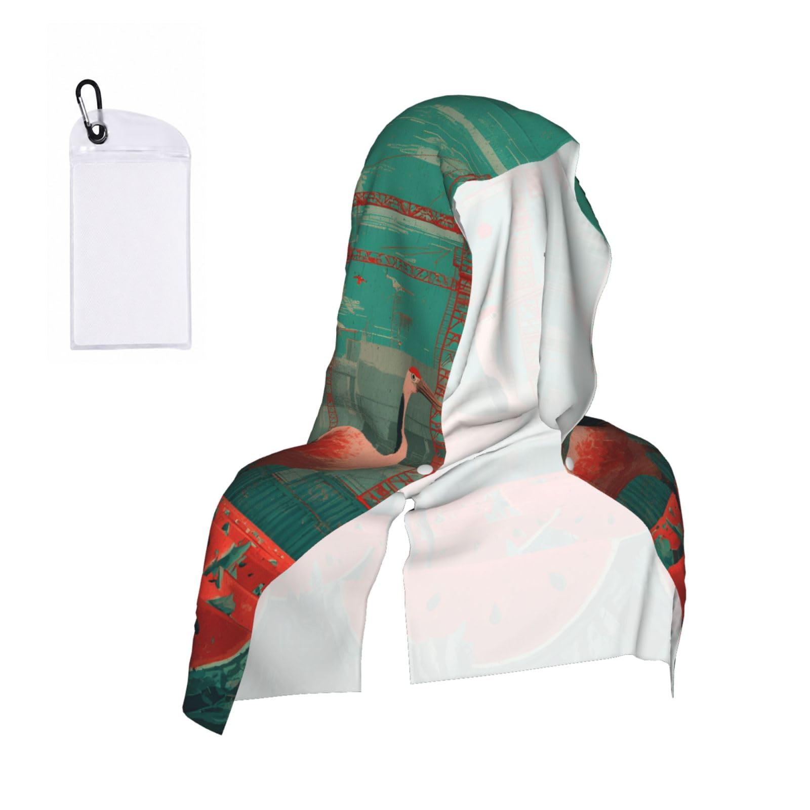 WXWJSHMGC Crane Print Cooling Hoodie Towel, Cooling Towels For Neck And Face Sun Protection Instant Cool Hoodie(Sport/Camping/Work Out/Hot Weather)