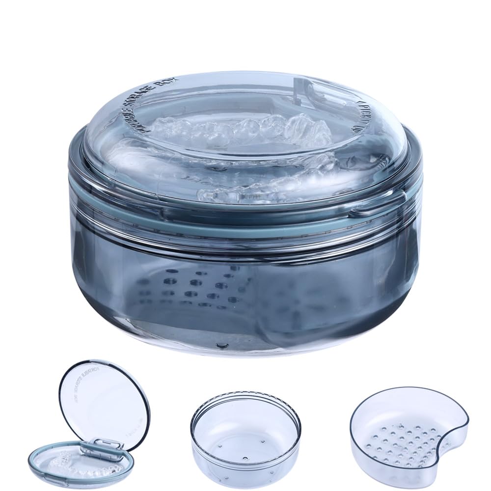 LONGMON Retainer Case,2 In 1 multifunctional Retainer Case,Slim Retainer Case,Orthodontic Retainer Cleaning Case for Retainers, Aligners, Night-Guard/Mouth-Guard