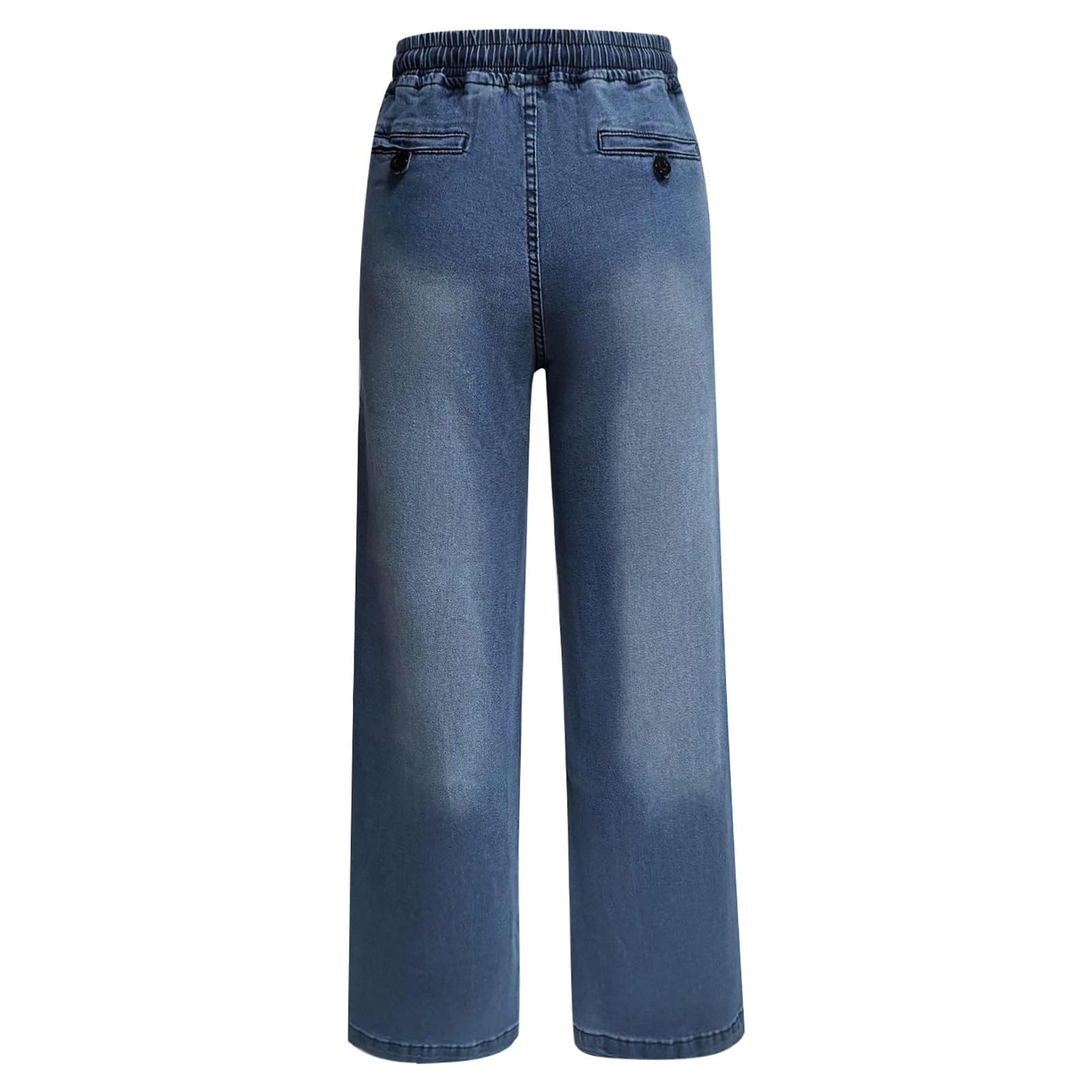 Jeans Donna Curvy Taglie Forti Jeans Baggy Gamba Larga Larghi Pantaloni Denim Vita Alta Leggeri Curvy Moda Pantaloni Elasticizzati Casual con Tasche Taglie Forti Pants Comodi Wide Leg Push Up