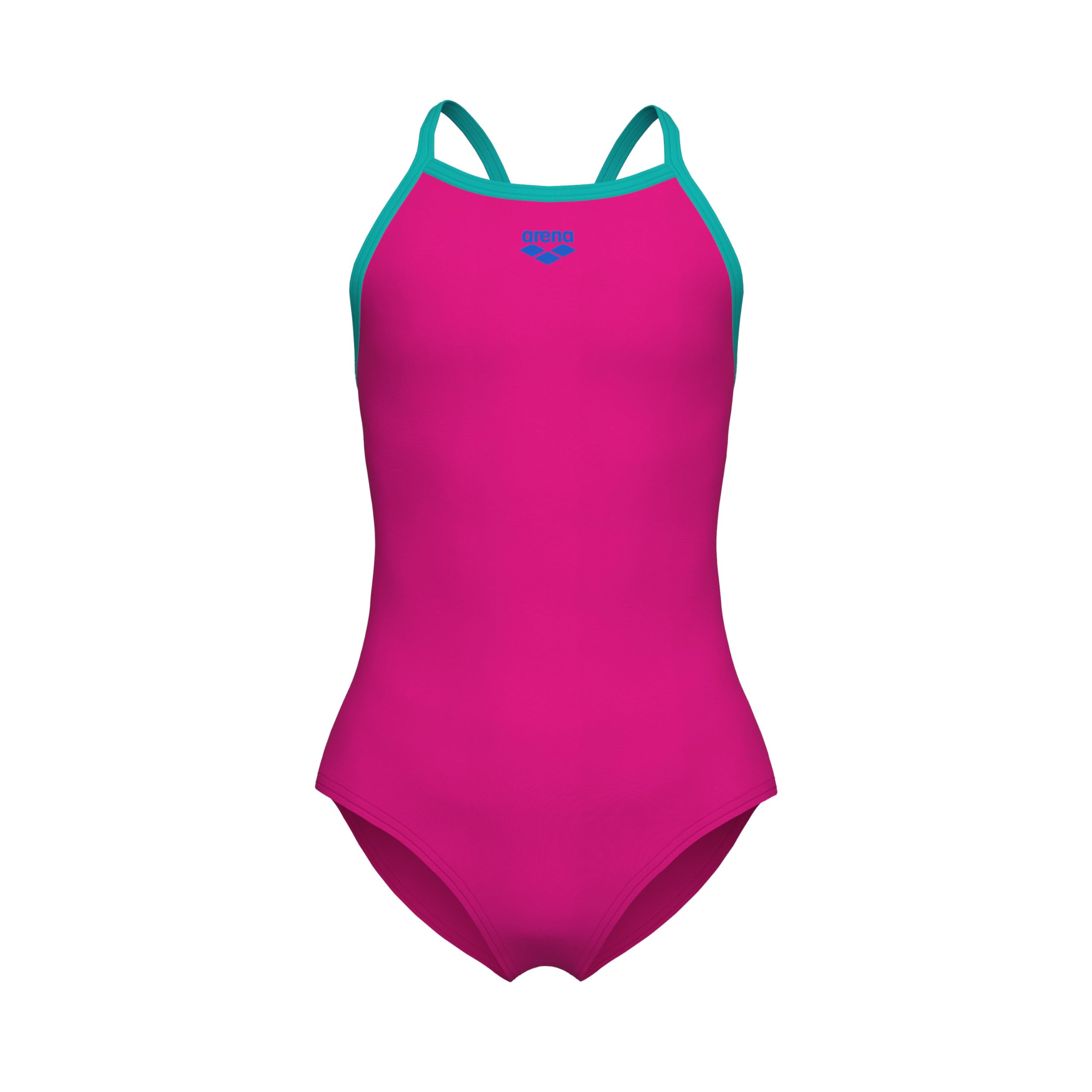 Arena Girls' Feel Solid Light Drop Back Swimsuit Thin Straps Stretchy One Piece Kids Bathing Suit