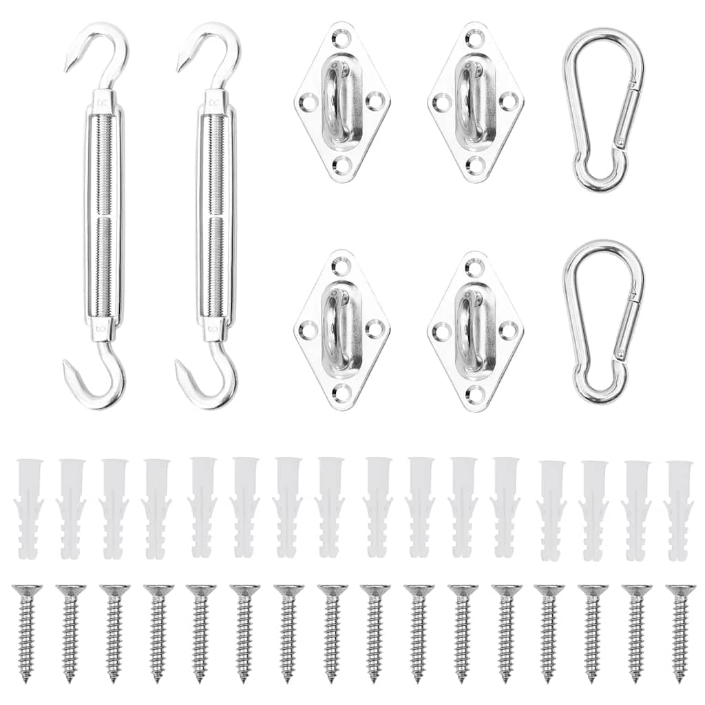 8-tlg. Sonnensegel Zubehör Set Edelstahl mit Wandhalterung, Karabinerhaken und Spanner für Markise, Sonnenschutz, Outdoor Garten und Terrasse Befestigung