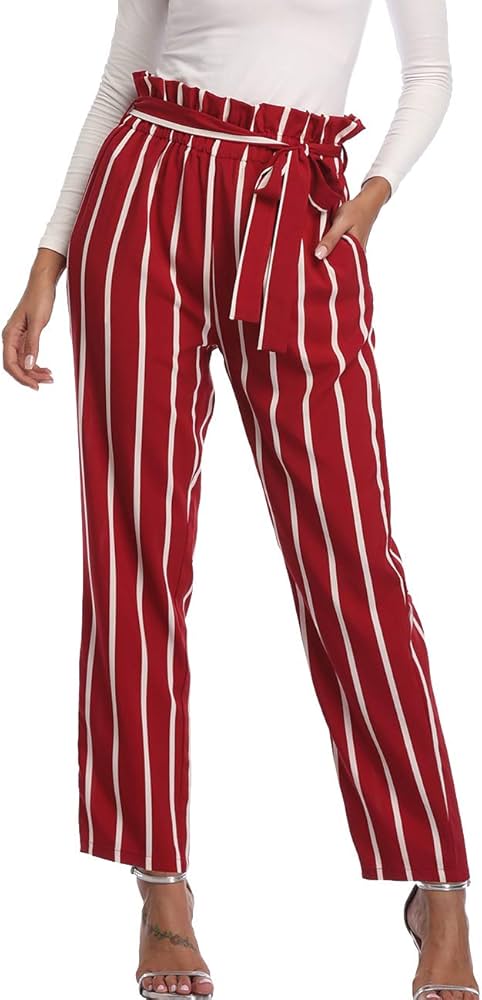 high waisted striped trousers