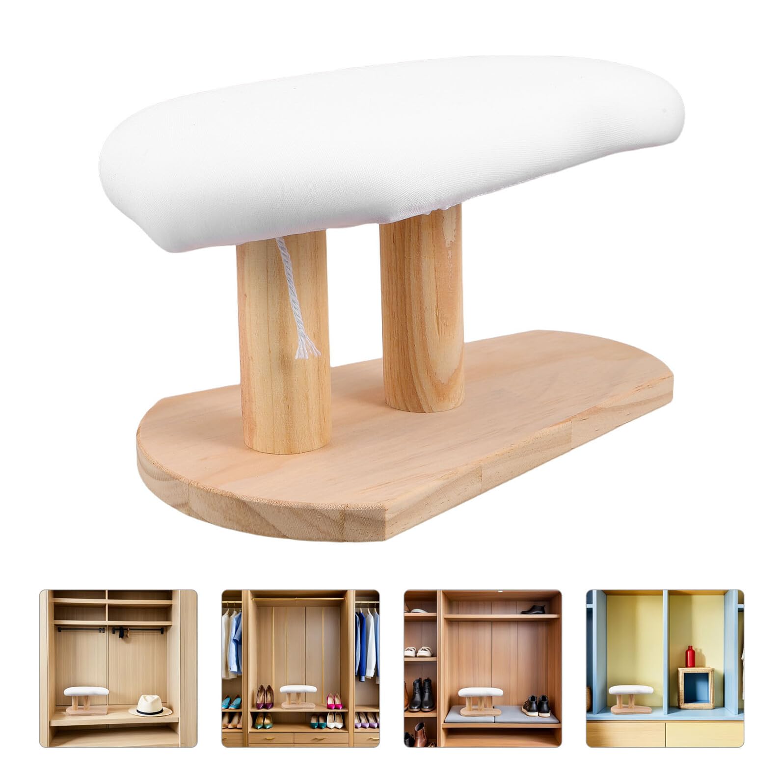 Asse da Stiro da Tavolo in Legno, Mini con Base Stabile | Polsini Stretti e Camicie, Piano Imbottito con Bordo Elastico, Uso Domestico e Lavanderia
