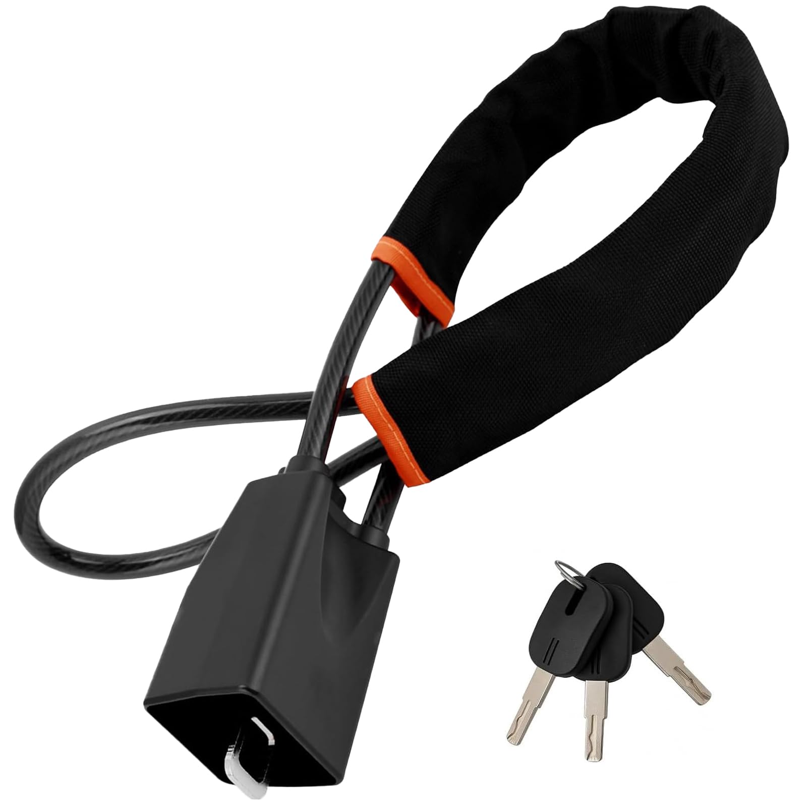 Steering Wheel Lock with 3 Keys,Seat Belt Lock High Visibility Car Locks Cut Resistance Anti-Theft Device Universal Steering Wheel to Seat Belt Locks for Cars SUV Van Golf RVs Cart Truck (Yellow) — view 8