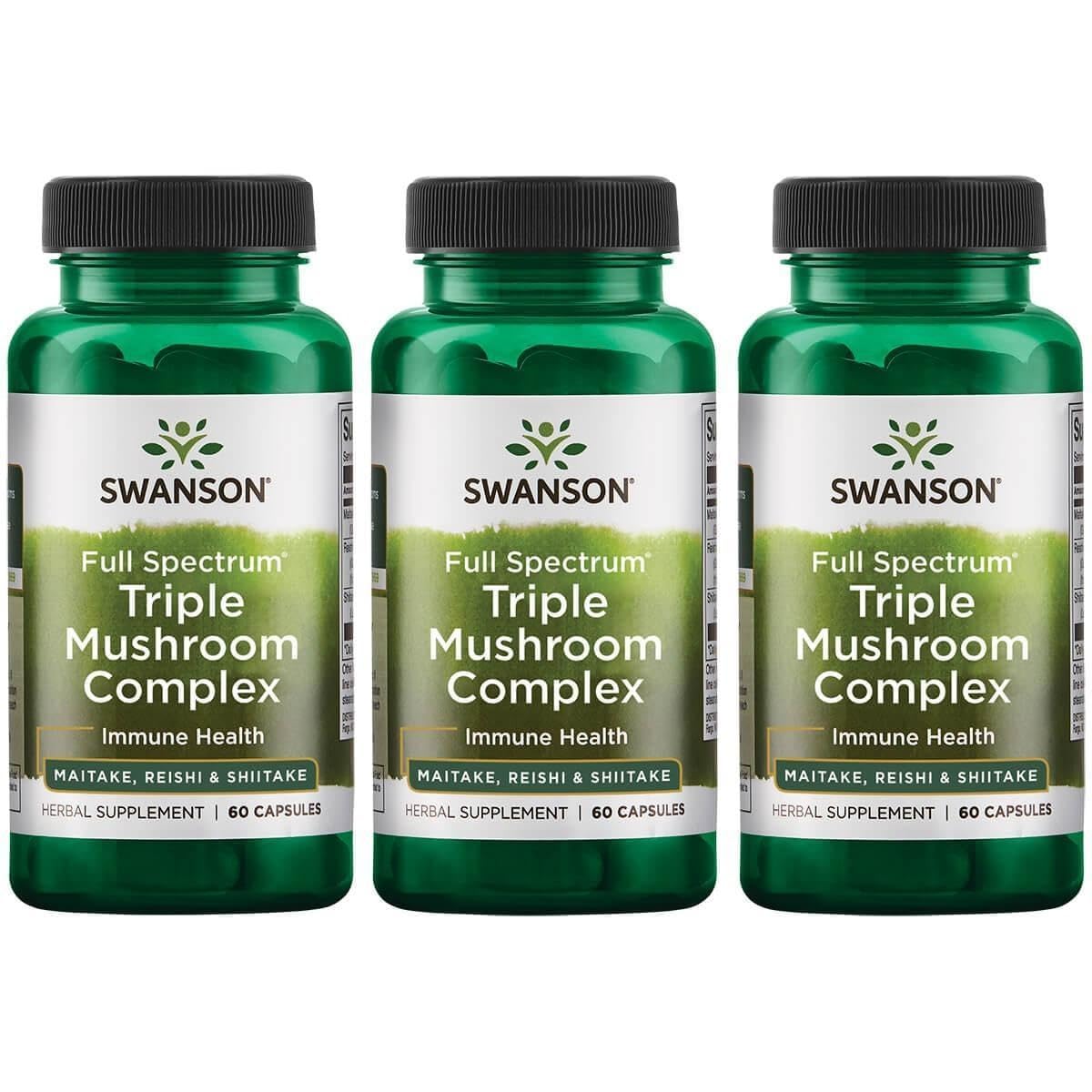 Swanson Full Spectrum Triple Mushroom Complex, 60 Capsules, 3 Pack 60 Count (Pack of 3)