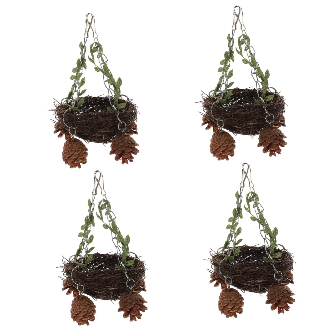 BESPORTBLE 4pièces Nid Suspendu Rattan Naturel pour Oiseaux Nichoir pour Perruches Et Perroquets Petite Moyenne Et Installation Facile Stimule La Curiosité Oiseaux