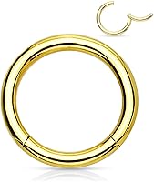 Vista 63 de Forbidden Body Jewelry - Piercing para la nariz de acero quirúrgico 316L con bisagra, 14G, 16G, 18G, diámetro de 15/64, 5/16, 25/64, 15/32 pulgadas