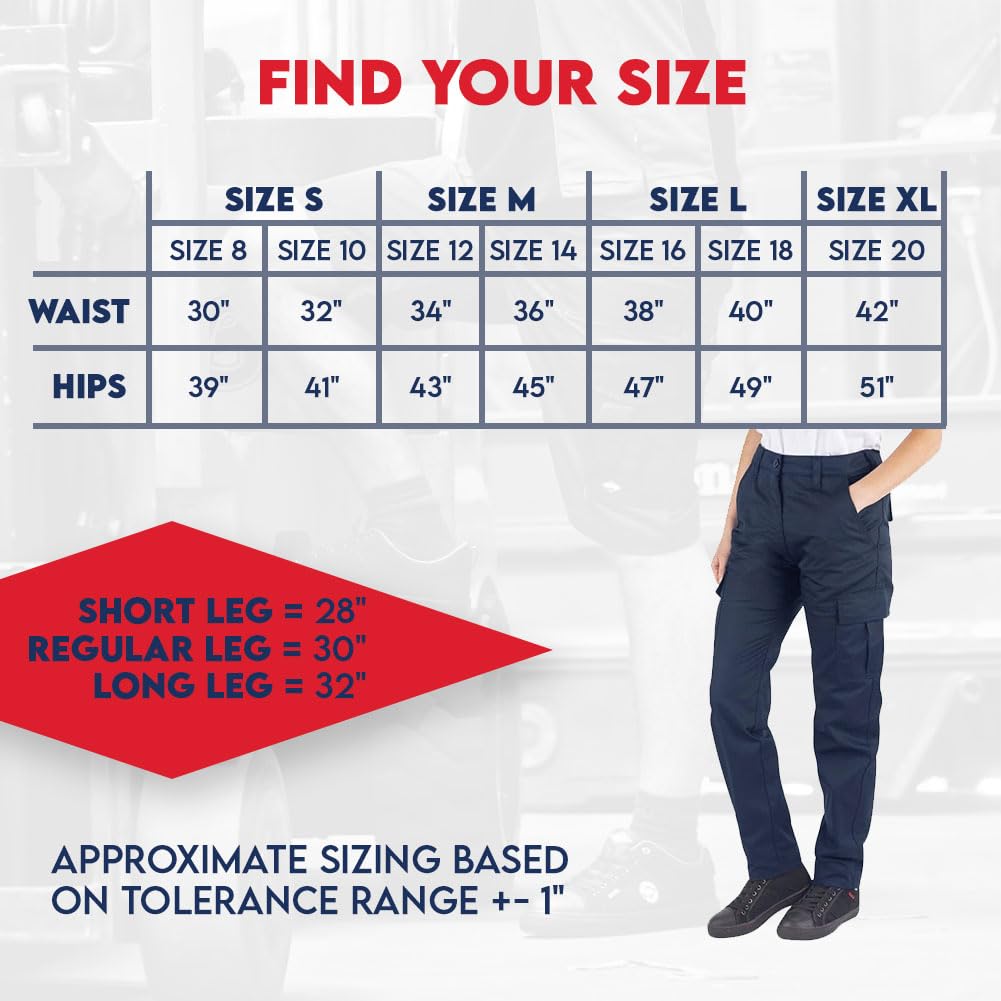 Lee Cooper LCLPNT241 Women's Workwear Heavy Duty Easy Care Multi Pocket Work Safety Classic Cargo Pants Trousers, Black, 8 UK / 30" Leg (regular) 9 61R rumvSfL. SL1001