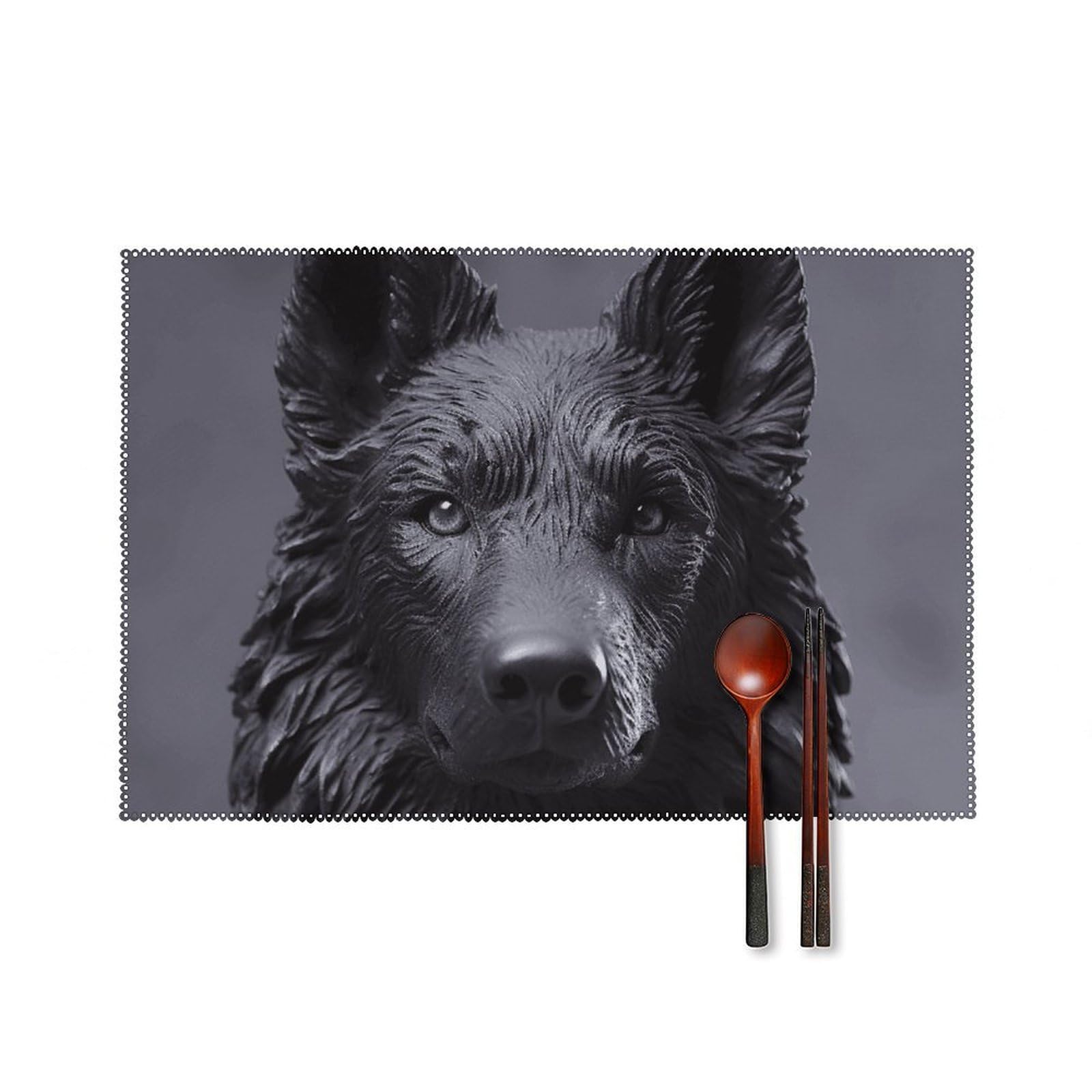 Black German Shepherd Placemats Set of 6 Wipeable Table Mats for Kitchen Dining Table Heat Resistant Waterproof Modern Indoor/Outdoor Non-Slip Easy Clean Place Mats