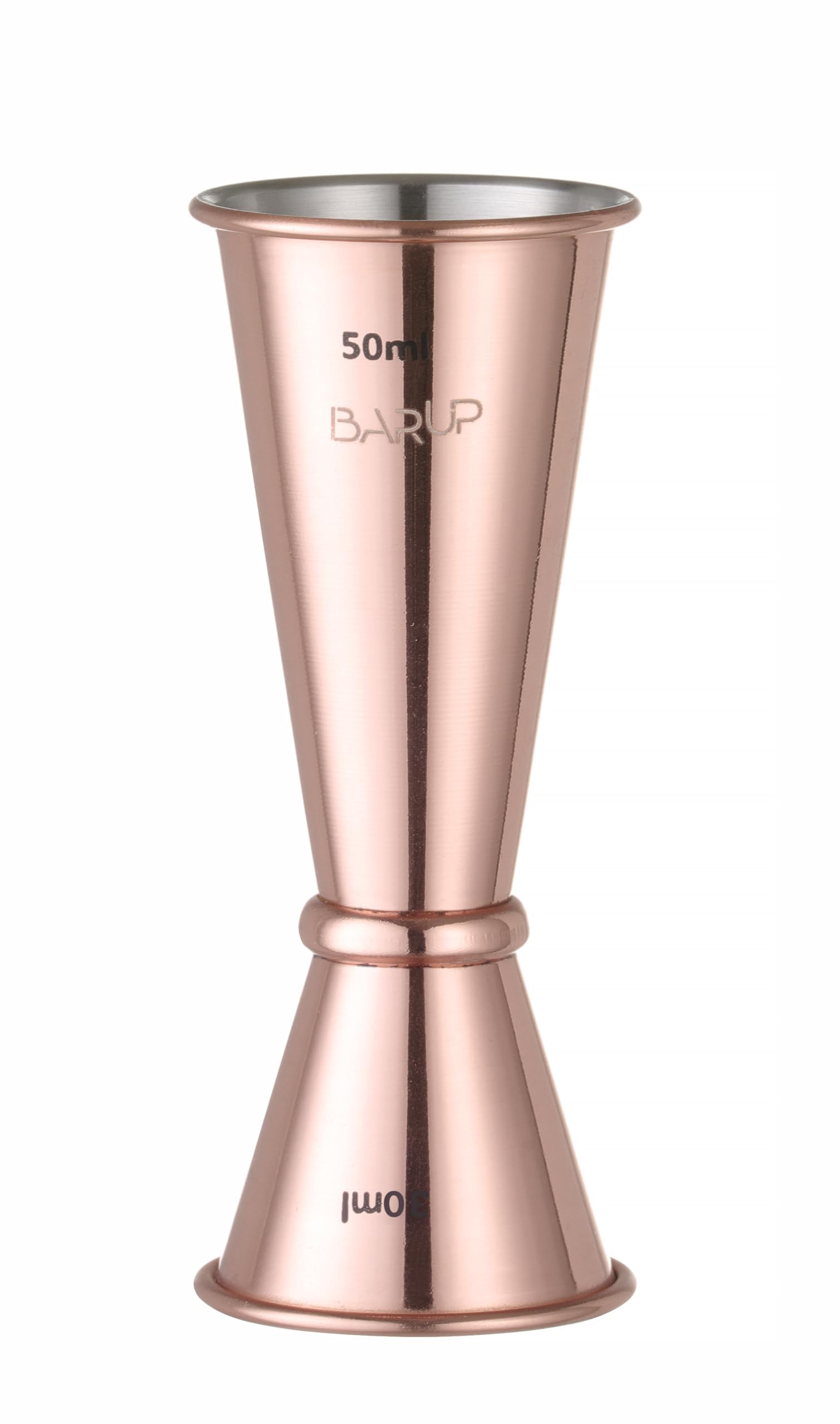 HENDI Jigger cocktail doppio 30/50ml, BarUp, misurino per bevande da barista professionale, dosatore per bar, barman, ø45x(H)114mm, acciaio inox placcato rame