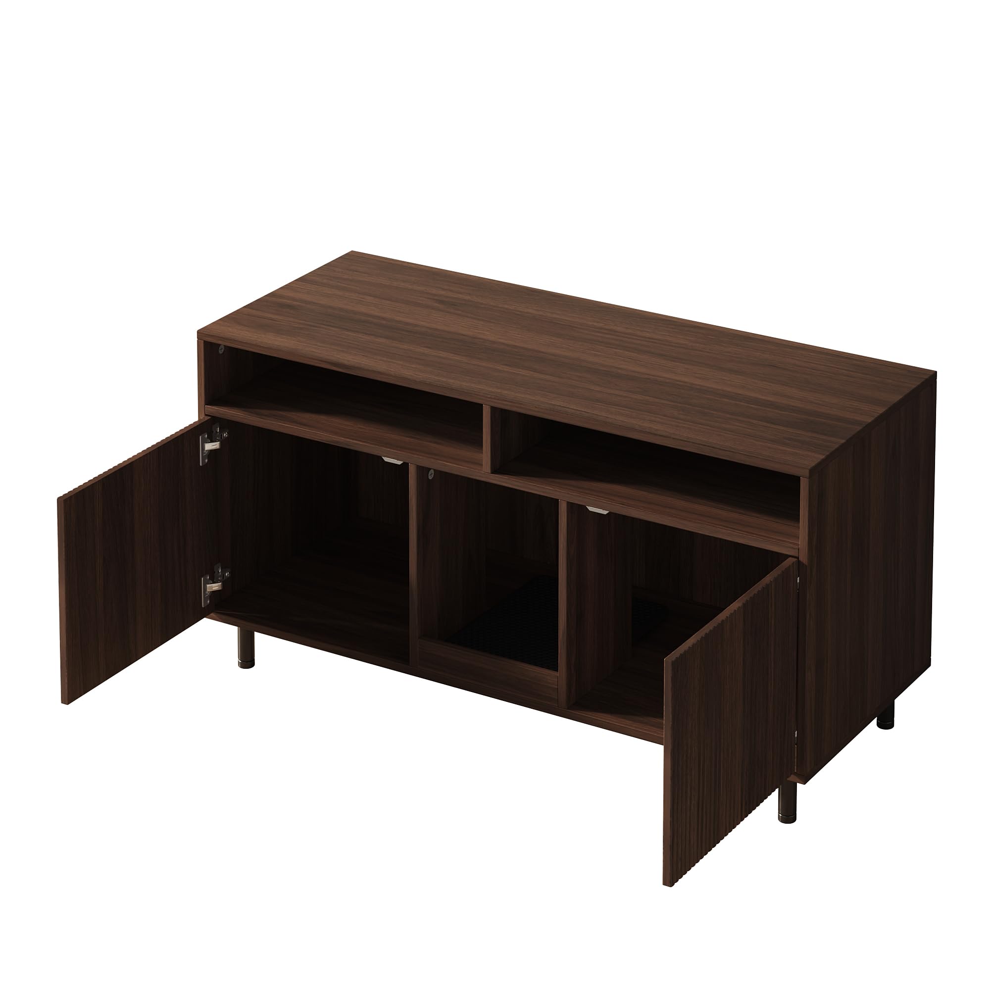 Katzentoiletten-Schrank/Katzenstreuwanne-Schrank mit Sandauffangmatte, Haustier-Schrank mit Ablage, Haustier-Sideboard/TV-Schrank, ohne Katzenstreuwanne, 120x50x66cm, Nussbaumfarbe