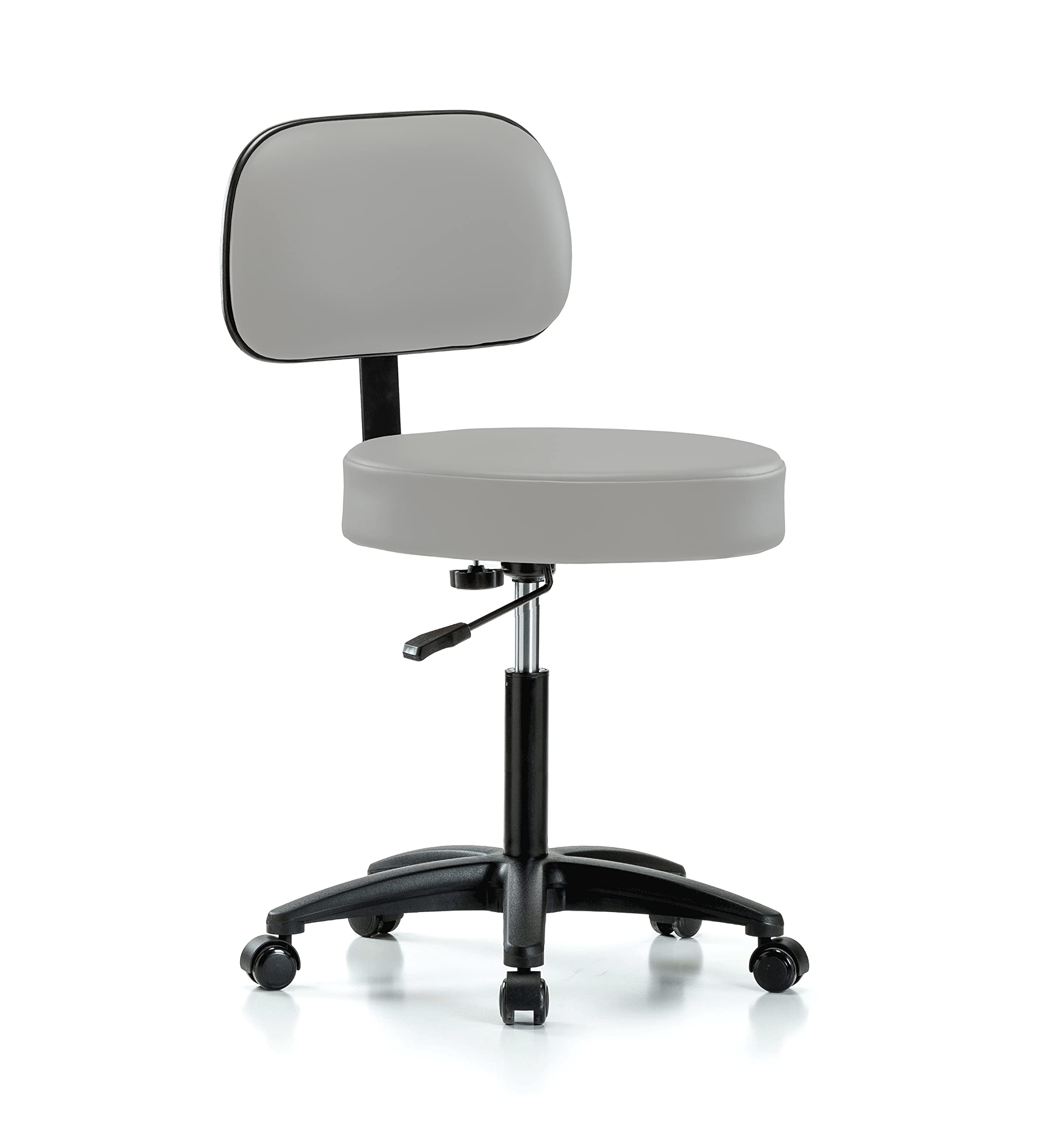 Perch Basic Exam Stool, Casters, 21-28.5", Grey