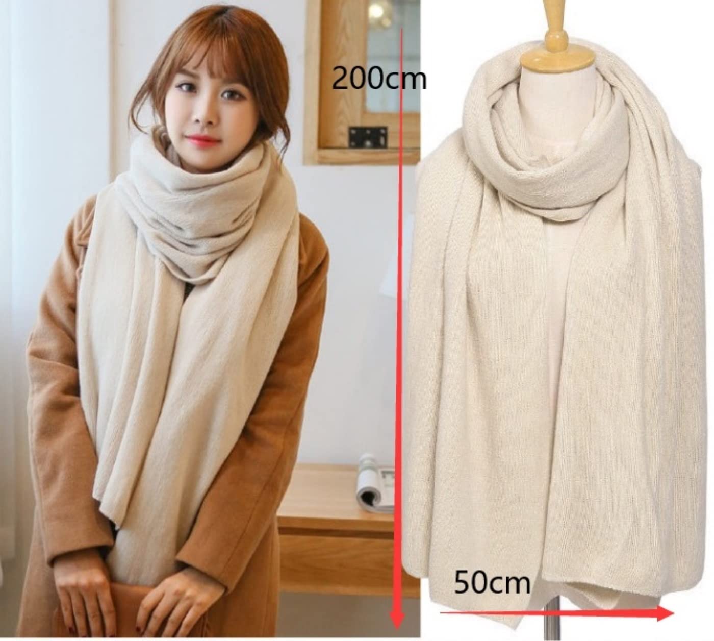 Fular Mujer Bufanda Bufanda De Invierno para Mujer, Chales De Punto Sólido para Mujer, Chales Gruesos Chal Mujer Fiesta (Color : M, Size : 200 * 50cm)