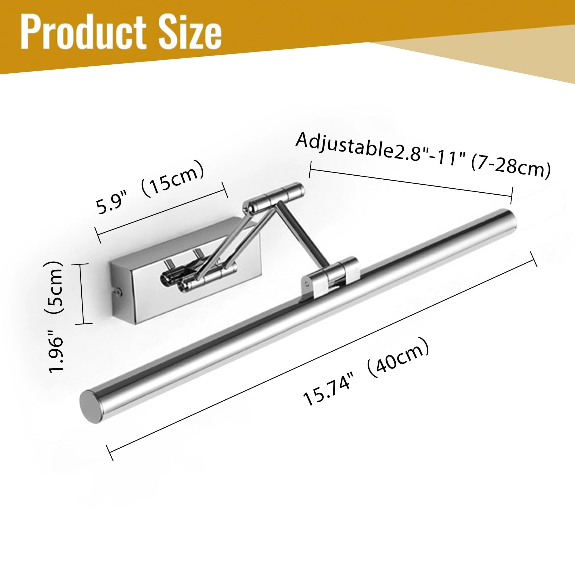 LED Spiegellampe 10 W 720 Lumen Bad Spiegel Lampe Neutralweiß 4000 K Badezimmer Lampe IP44 Wasserdicht Kein Flicker 230 V (Chroom, 40 cm)