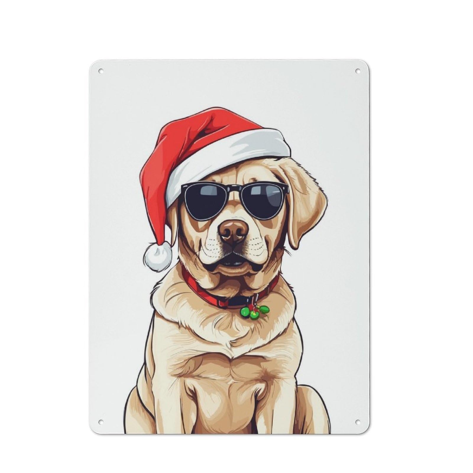 Junmoney Christmas Labrador Vintage Tin Sign 40X30cm With For Man Cave Or Games Room, For Games Room Collectors