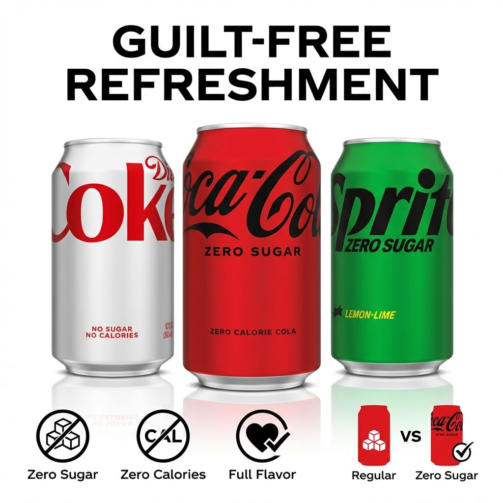 Zero Sugar & Diet Soda Variety Pack 18PK – 9 Flavor Mix Including Coca-Cola Zero, Diet Coke, Sprite Zero, Fanta Orange Zero, Fresca & More – 12 oz Cans Beverage Sampler for Parties, Office, Home & Events