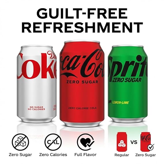 Zero Sugar & Diet Soda Variety Pack 18PK 9 Flavor Mix Including Coca-Cola Zero, Diet Coke, Sprite Zero, Fanta Orange Zero, Fresca & More 12 oz Cans Beverage Sampler for Parties, Office, Home & Events