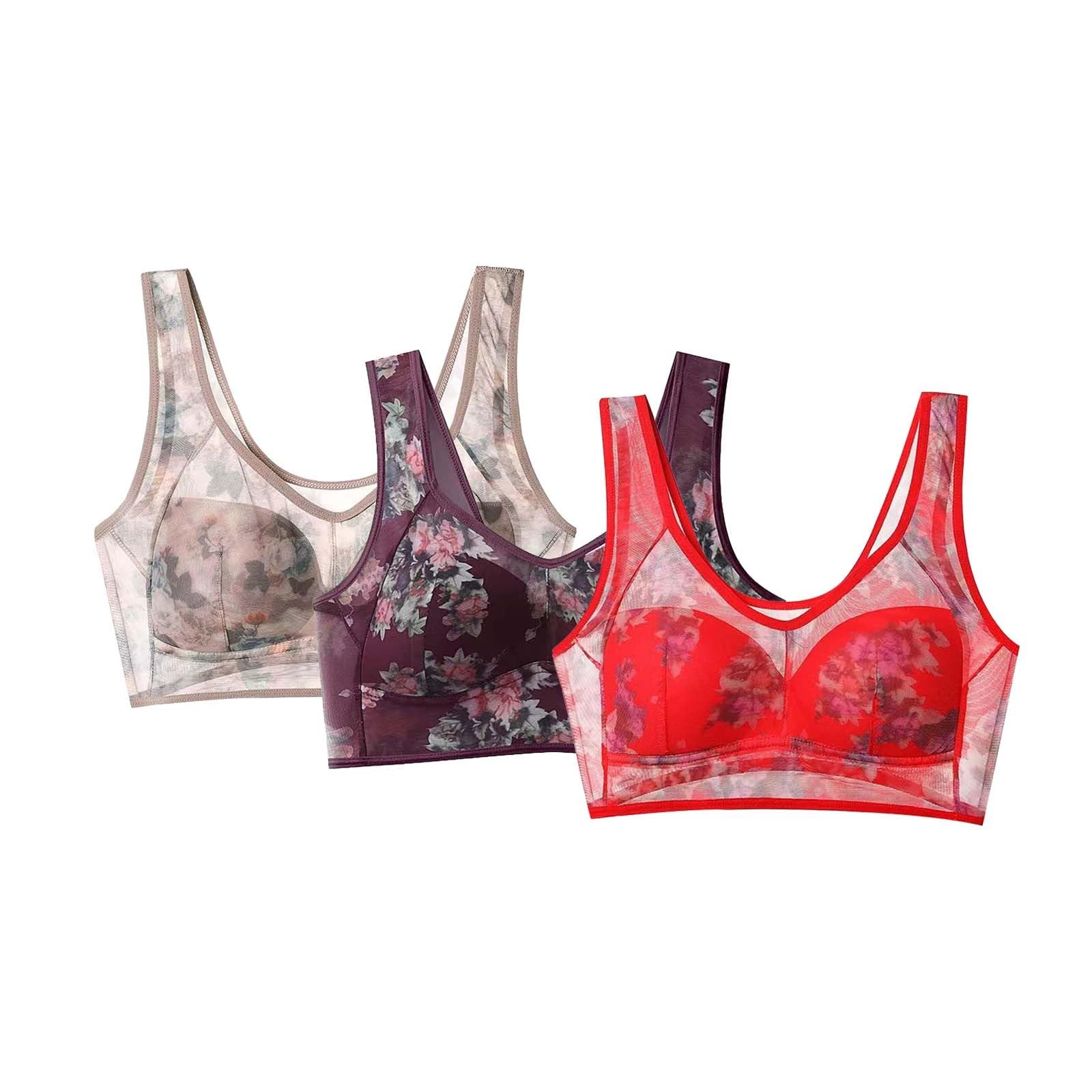 High Support Bras For Women Adjustable Strap Full Coverage Up Bras Comfortable No Underwire Wireless Lightweight Bras