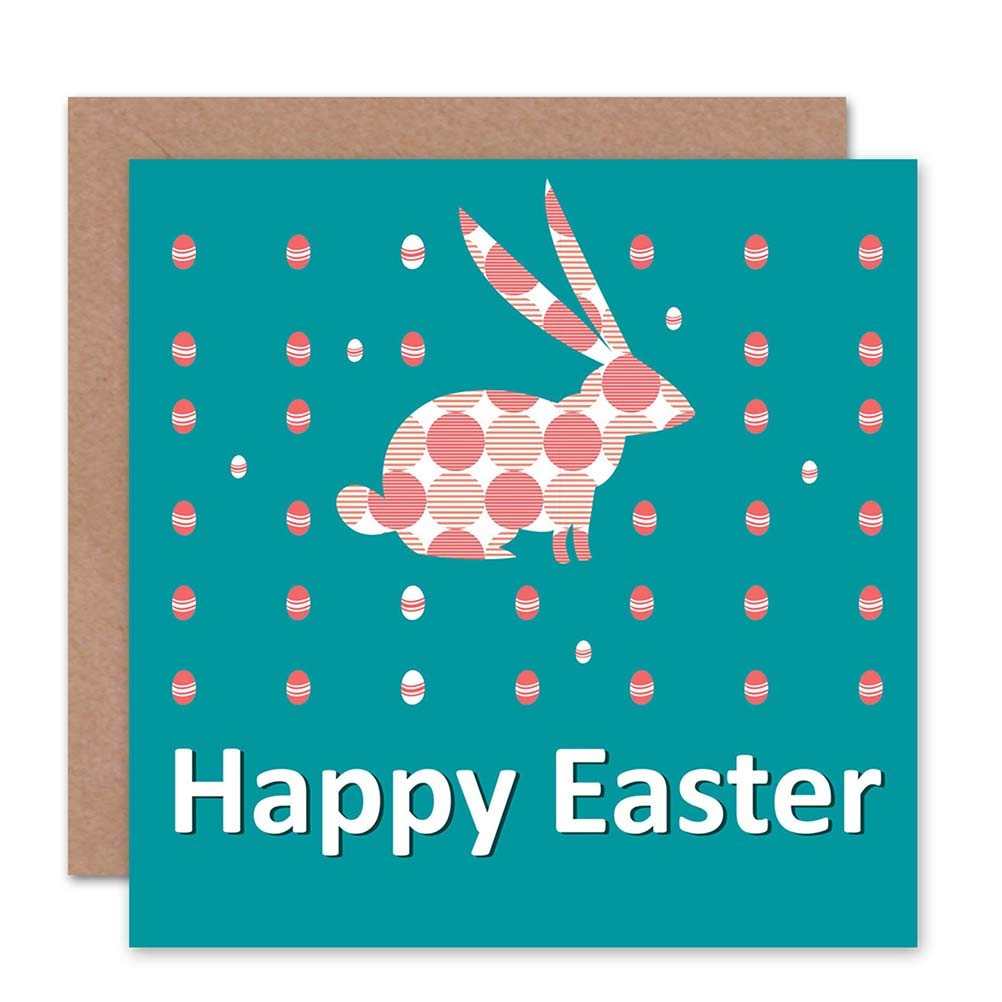 Wee Blue Coo HAPPY EASTER ABSTRACT BUNNY EGGS BLANK GREETINGS CARD ART