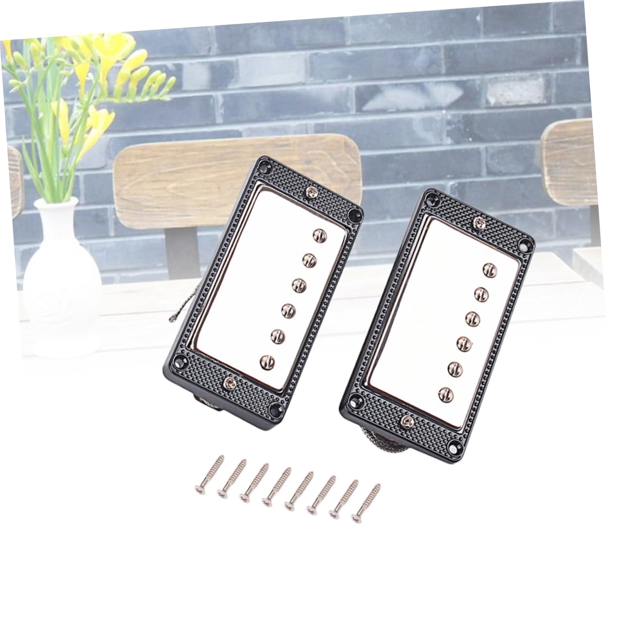 Set di 2 Pickup per Chitarra Elettrica in Lega, con Viti | Pickup per Chitarra Elettrica Humbucker, Nero, Microfonicità Ridotta e Cerato, per Ponte e Manico