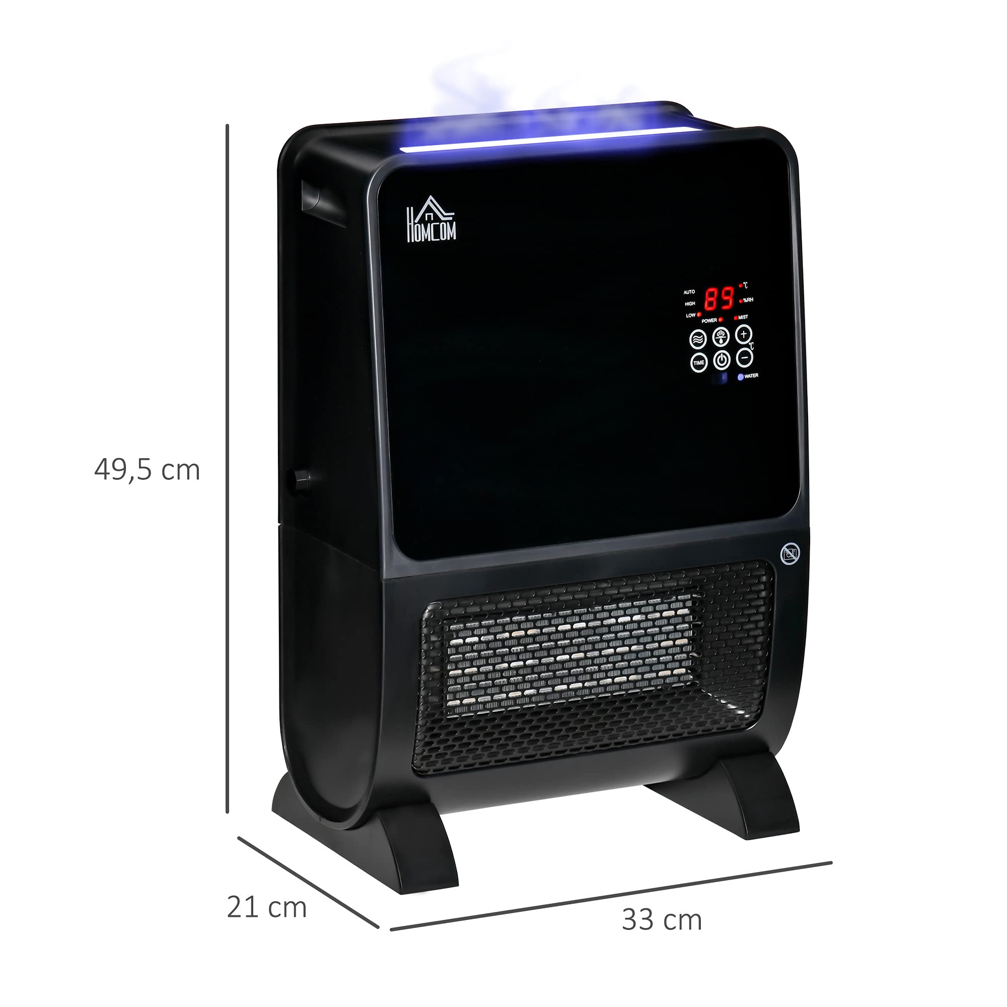 HOMCOM termowentylator 2 w 1, 33 cm x 21 cm x 49,5 cm