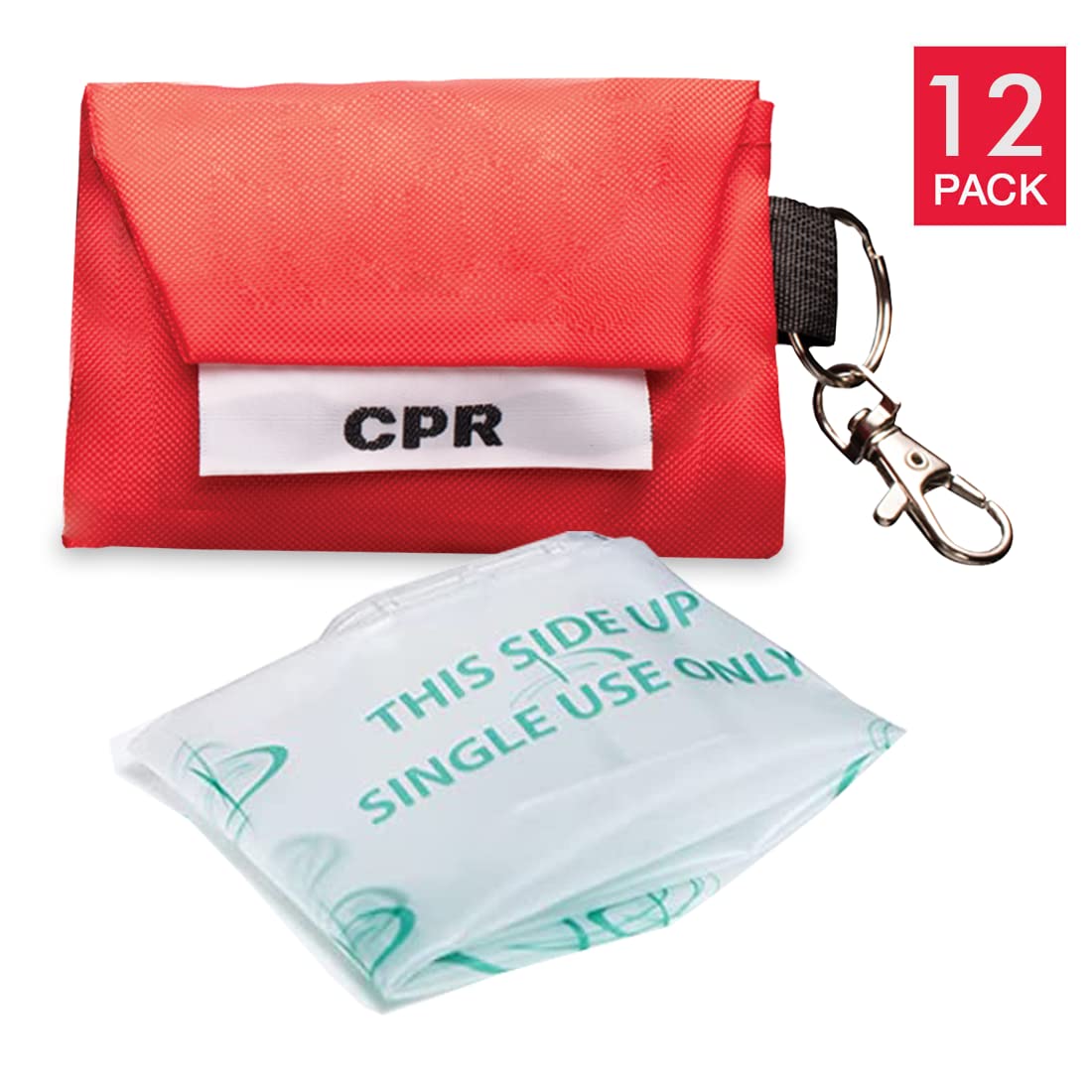 NOVAMEDIC 12pcs CPR Face Shield Mask with Keychain Ring, CPR Emergency Barrier with One-Way Valve and HEPA Filter for First Aid Mouth to Mask Treatment and AED Training, Pocket Size, Color May Vary