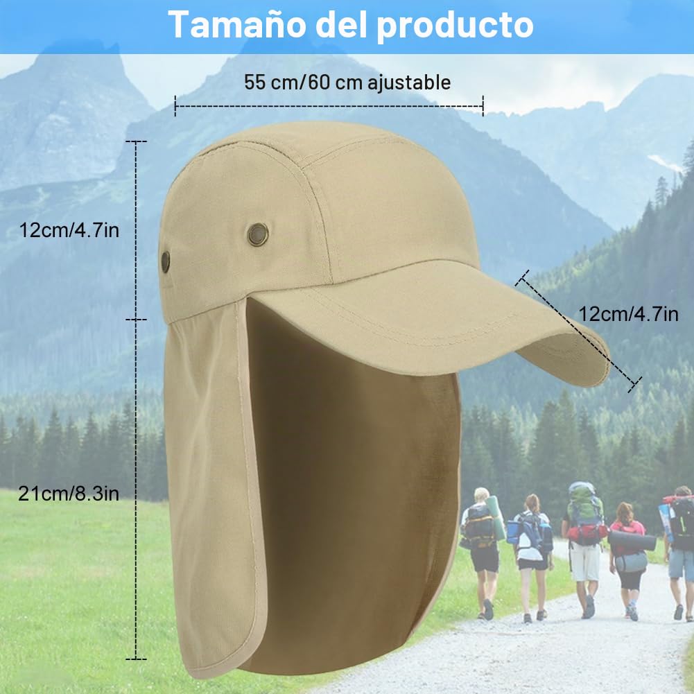 SEMINISMAR Gorras y Sombreros Protección UV,Sombrero con protección para el Cuello,Gorra de Pesca Plegable Gorra,Gorro Pescador Hombre,Sombreros para el Sol,Hombres y Mujeres,Kaqi