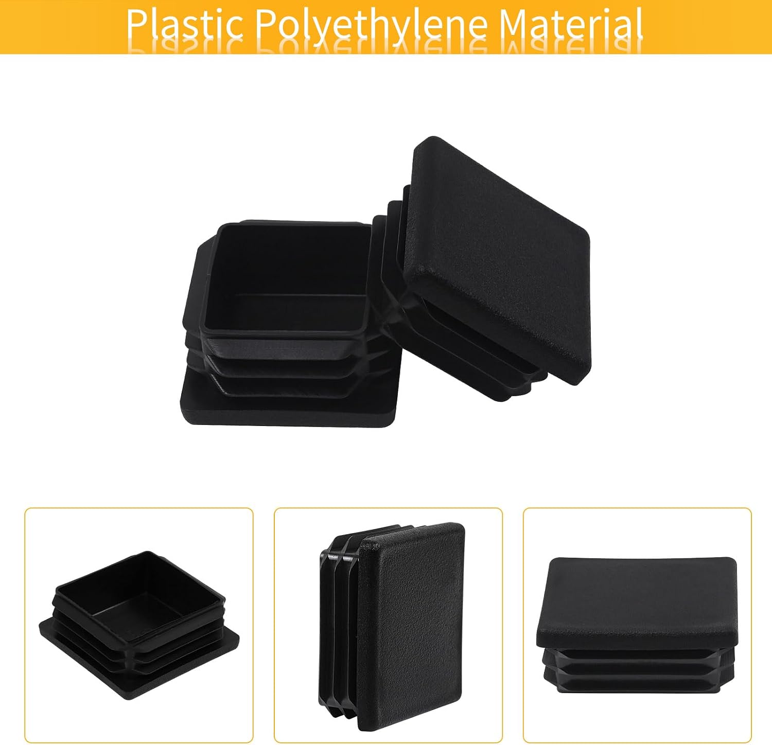 2" 2x2 Square Tubing End Cap Plastic Plugs 12 Pack, 2 Inch Square Tube End Cap 2"x2" Black Tubing Plug Fence Post Pipe Cap 2x2 Inch Tubing Insert
