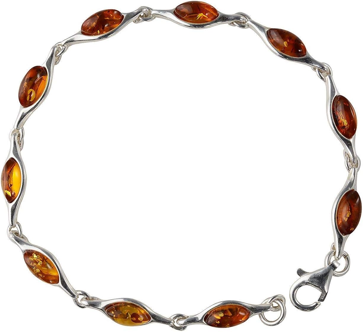 GIA Certified Sterling Silver Honey Baltic Amber Bracelet "Delicate", Genuine Baltic Amber Bracelet for Women, Amber Jewelry for Women, Amber Bracelets for Adults, Sterling Silver Collection