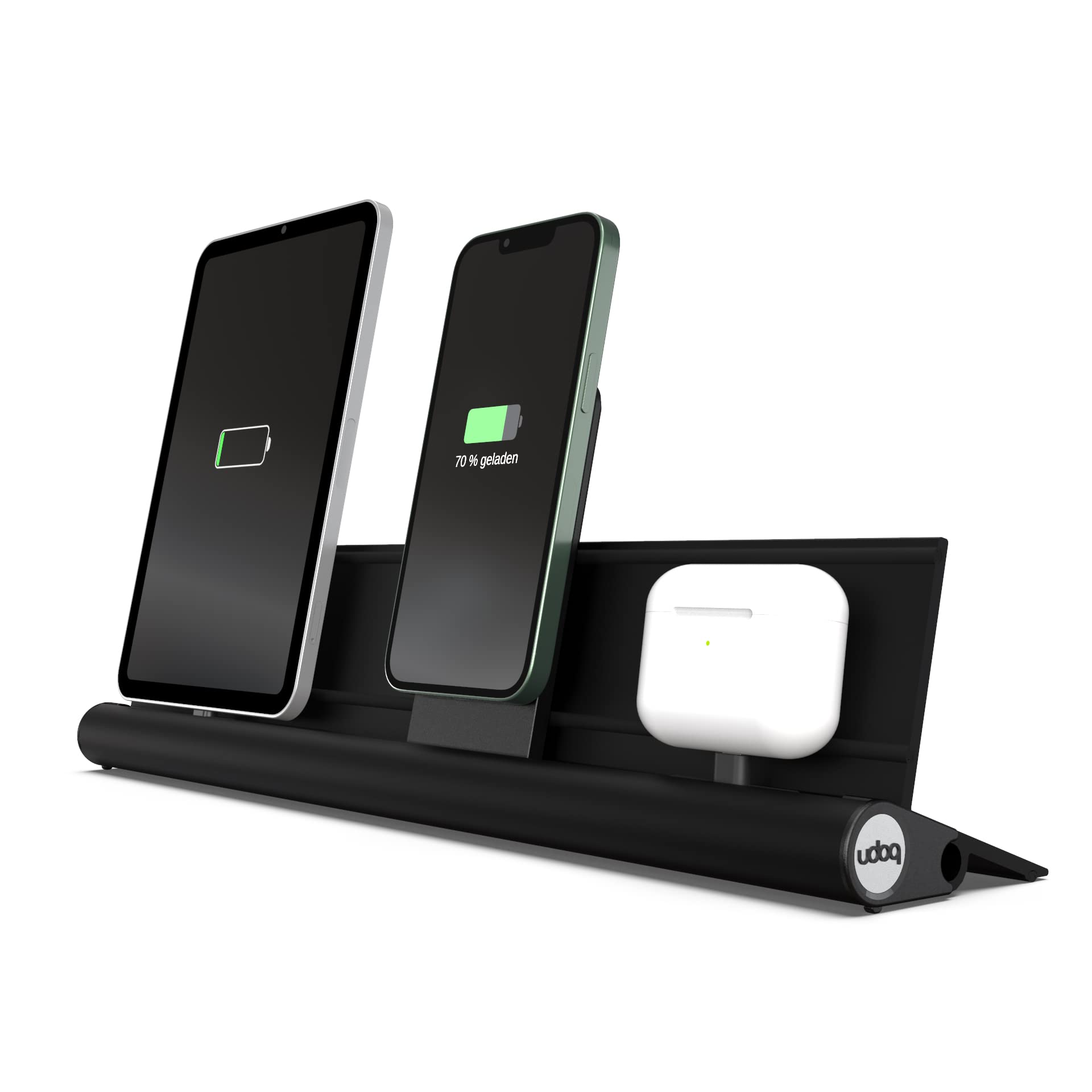 Stazione caricamento per iPhone, Tablet e AirPods udoq 400 Aluminium Black MagSafe PD - Dettaglio