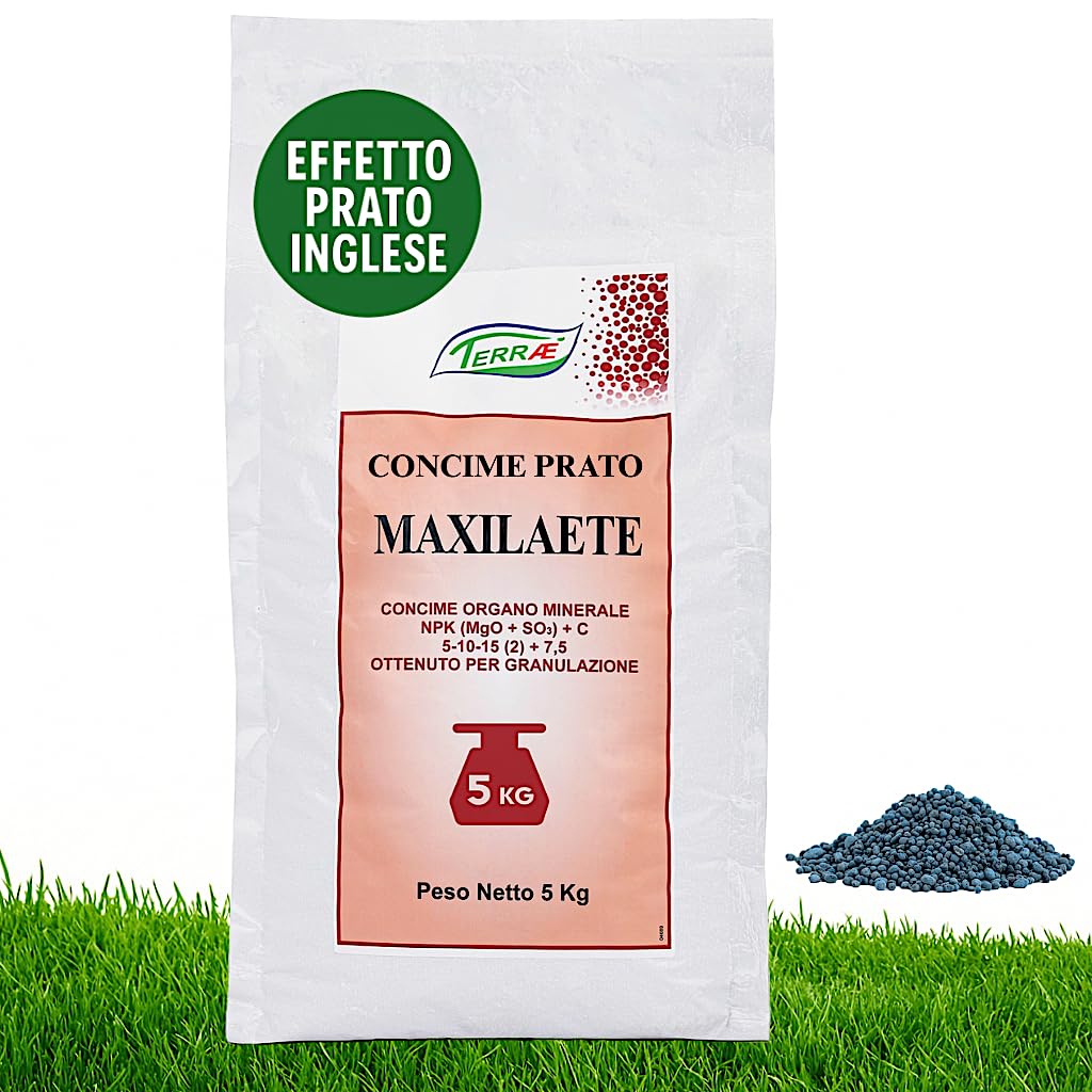 Concime Prato Estate 5 KG - 165m² | Effetto Prato Inglese | Concime Granulare Lenta Cessione per Tappeto Verde Rigoglioso | Fertilizzante Prato Erboso con Antimuschio per Erba Sana | NPK