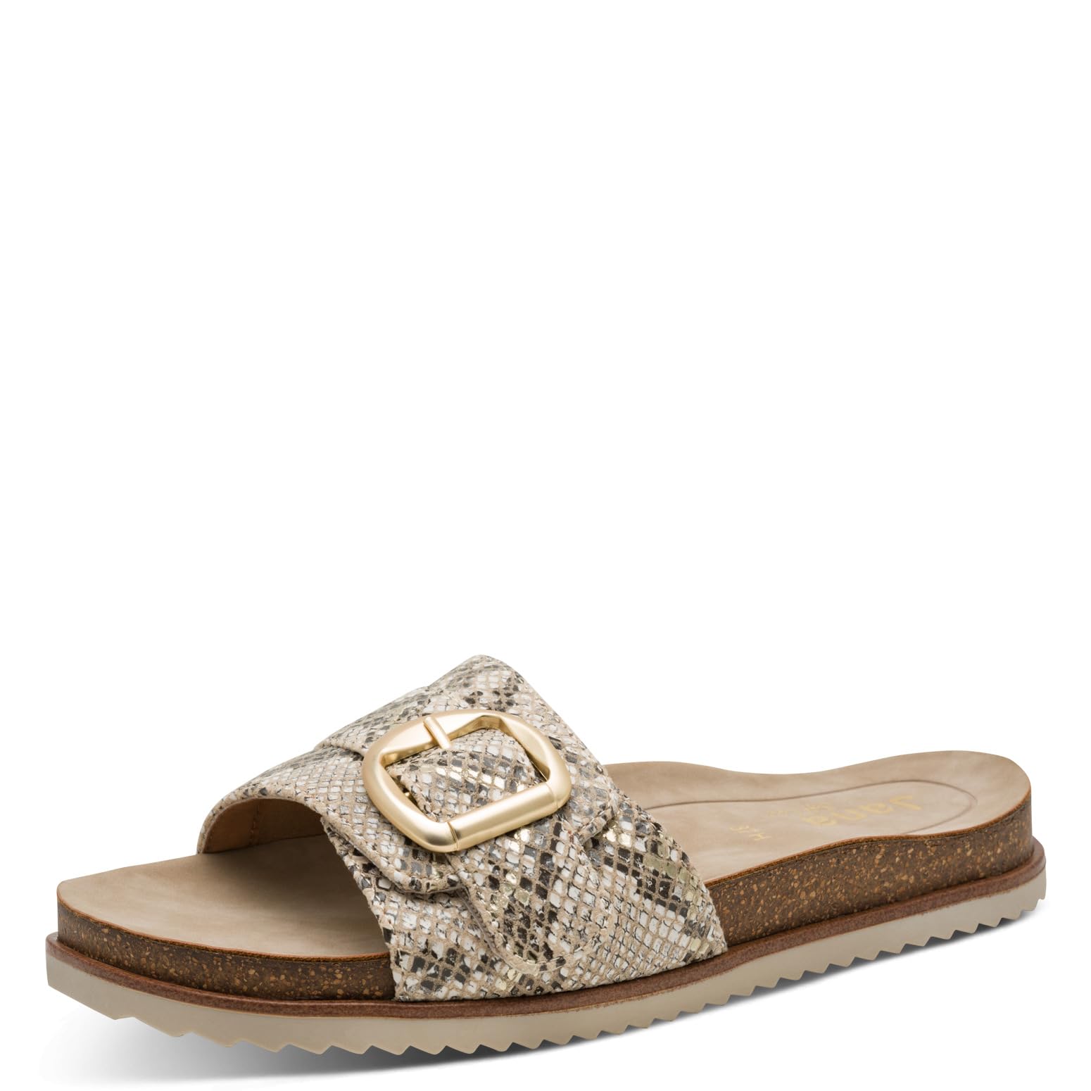 Jana Women's Mule Flat MultiAdj+Vegan Platform, Beige Snake, 38 EU