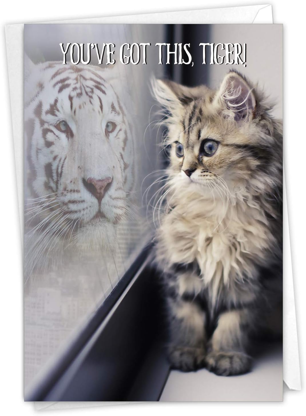 The Best Card Company - Inspirational Encouragement Card with Envelope - Cute Cat, Tiger Animal Motivation, Friendship - Aspirations C7076JFRG