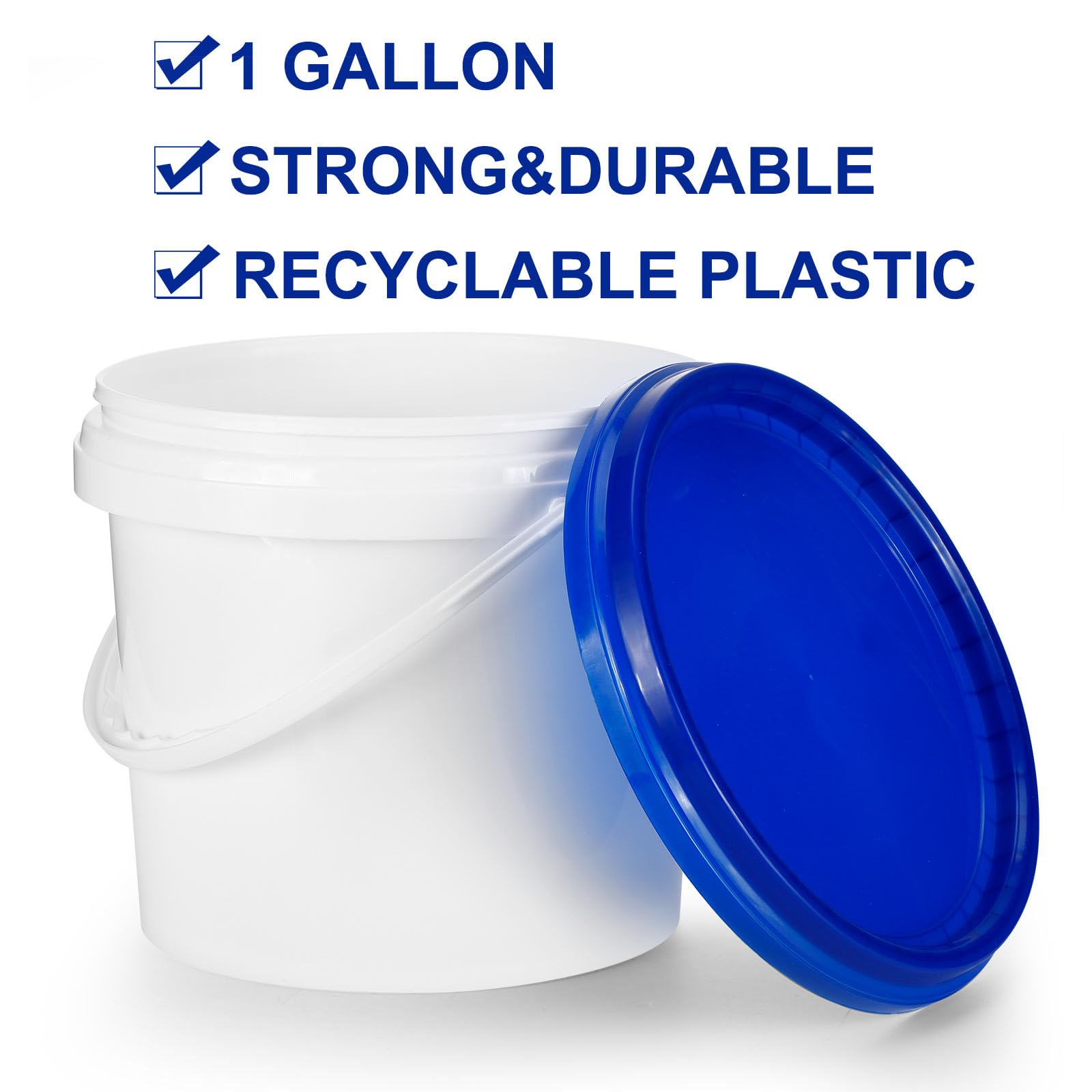 Secchio in plastica bianca con manico e coperchio, secchio multiuso per pittura, acqua, progetti artigianali, garage, organizzazione 5 l