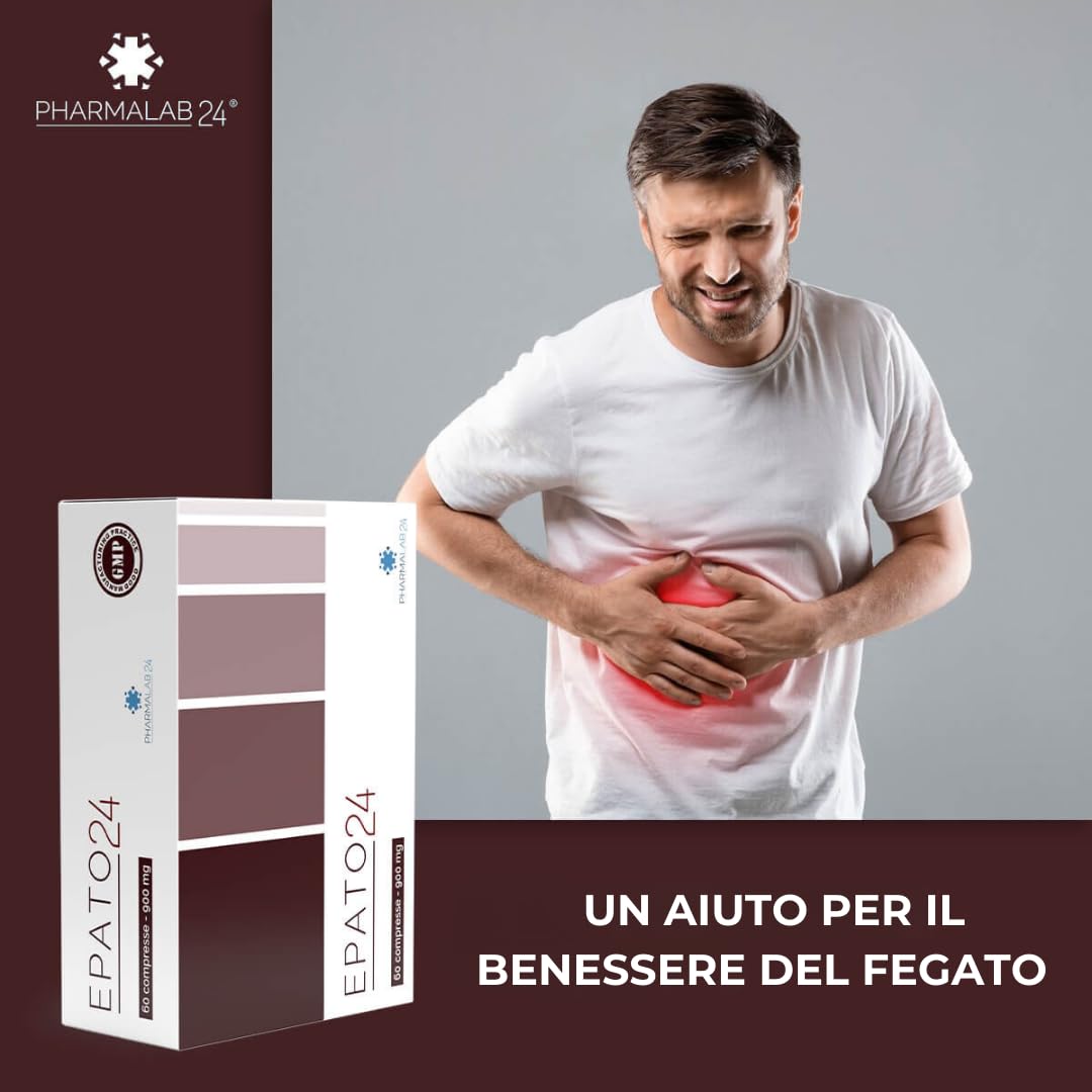 Epato24 | Integratore Fegato Grasso Disintossicante Forte, Integratore Alimentare per Steatosi Fegato - 60 Compresse da 900 mg