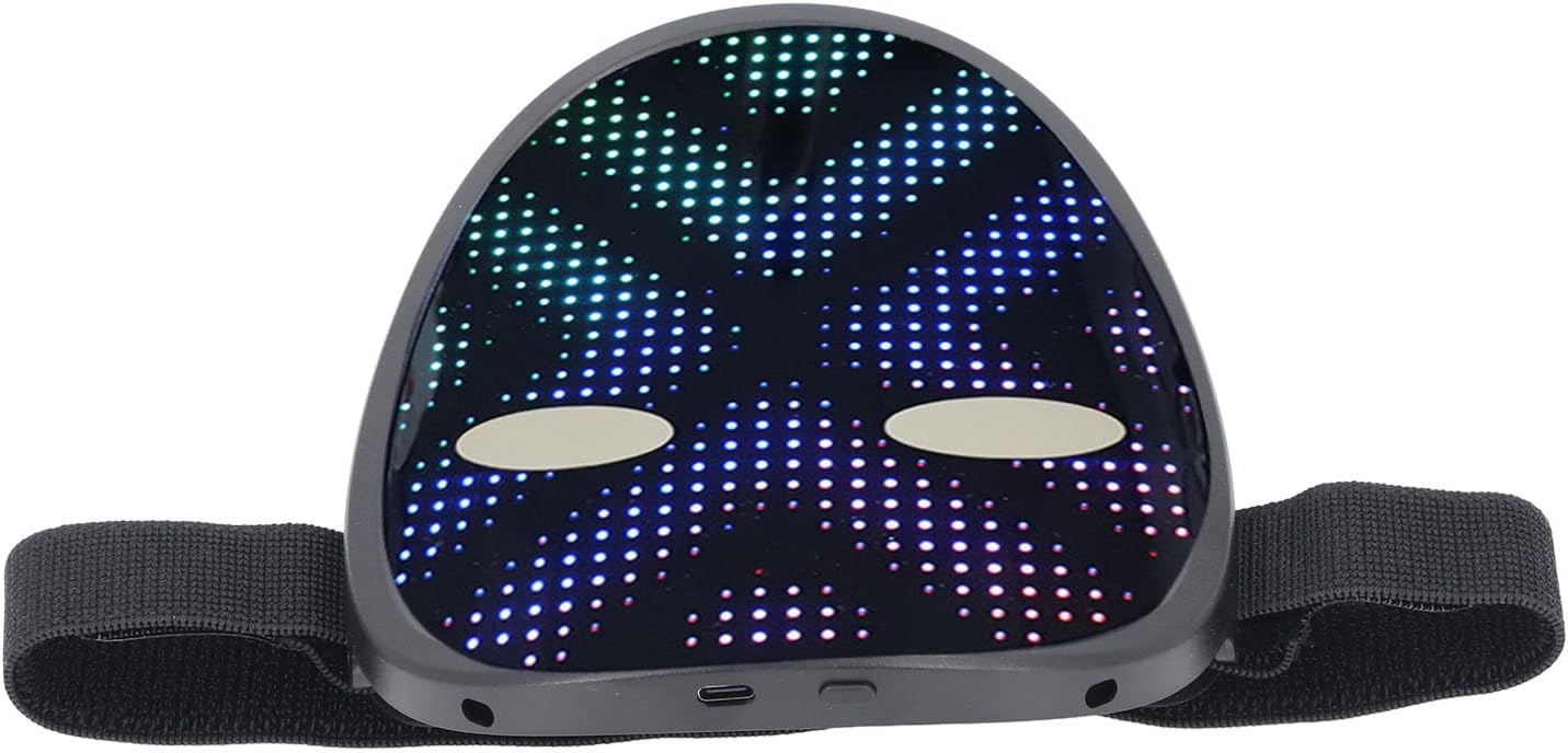 LED Face Cover, 28x32 Pixels 30 Images 40 Animations Costume Light Up Face Cover with Gesture Sensing, USB Type C Charging, Comfortable and Adjustable for Cosplay