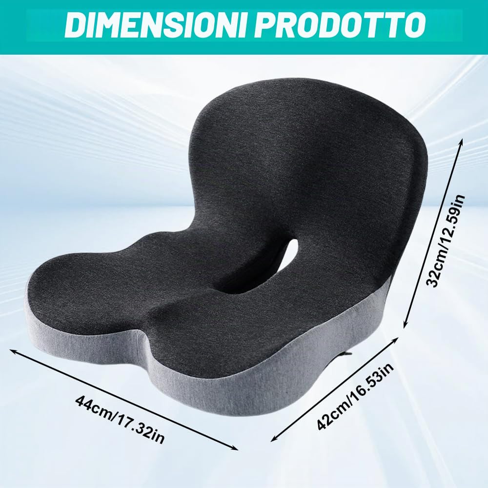 Cuscino Sedia Ufficio, Cuscino Ortopedico con Schienale, Cuscino per Coccige, Cuscinos Coccige Ortopedico, Cuscinos Ergonomico Sedia Ufficio, CuscinoMemory Foam per Ufficios, Casa, Auto