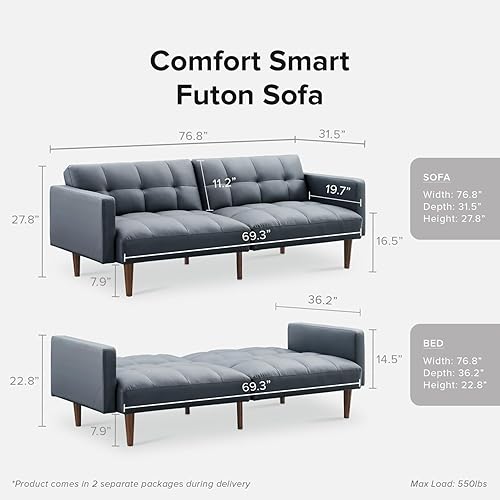 Miniatura 2 de mopio Sofá Aaron, sofá pequeño, futón, sofá cama, sofá biplaza, sofá biplaza, sofá futón moderno de mediados de siglo, sofá cámara, sofás para sala