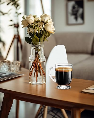 Miniatura 8 de LUXU Tazas de café de vidrio de 24 onzas (1 paquete), taza de café transparente grande, tazas de vidrio con asas para bebidas calientes y frías,