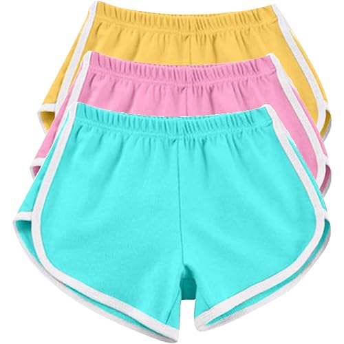 3 Packs Women's Shorts Summer Elastic Waisted Running Gym Shorts Teen Girls Multipack Comfortable Yoga Shorts