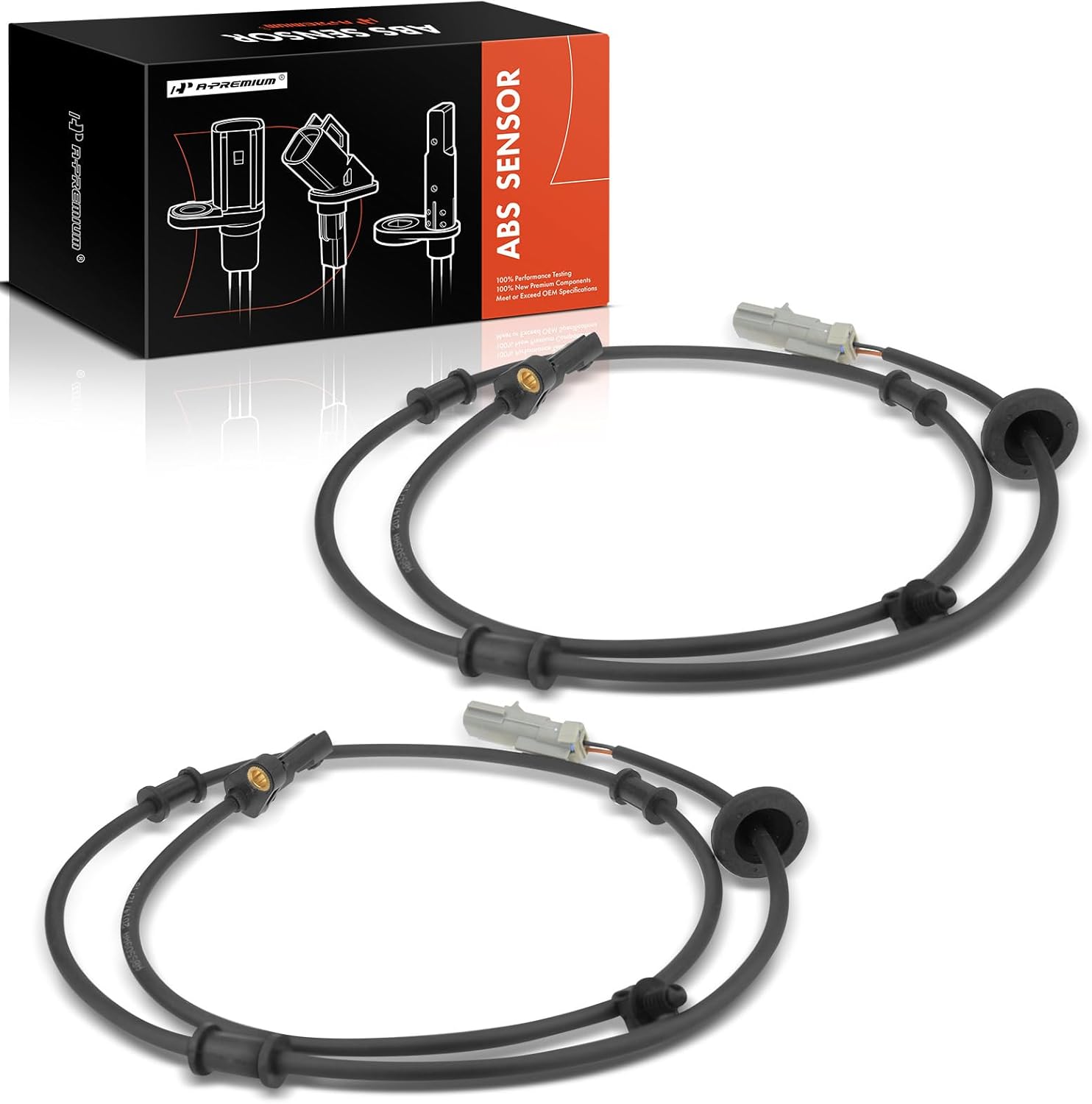 A-Premium ABS Wheel Speed Sensor Compatible with Jeep Models - WJ Grand Cherokee 1999-2004, l6 4.0L/V8 4.7L - Rear Driver and Passenger Side, 2-PC Set, Replace# 56041308AA, 56041509AA