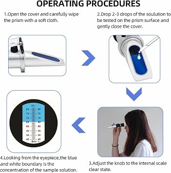 Honey Brix Refractometer 0-32% | Digital Sugar Meter for Honey, Jam, Syrup, High-Sugar Fruits | ±0.5% Accuracy, ATC Auto Temp Compensation | 0.5% Min. Division, Easy to Clean & Store