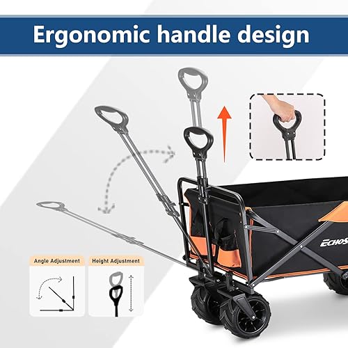 Miniatura 5 de EchoSmile Boahaus - Carro plegable de alta resistencia de 350 libras de capacidad, carros de campamento plegables al aire libre, carrito de utilidad