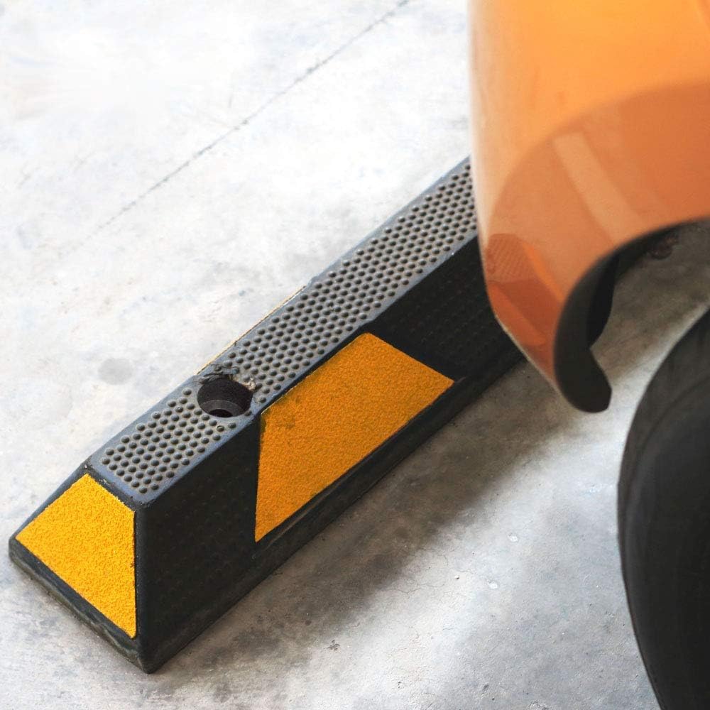 PYLE Topes de Piso de Garaje para vehículos, 72”, Extra Ancho, Seguridad, Goma Resistente para estacionamiento, Garaje, Ideal para Autos, Vans, Camiones