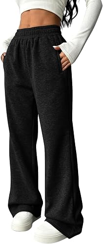 Womens Wide Leg Pants Straight Elastic Waist Baggy Athletic Sweapants