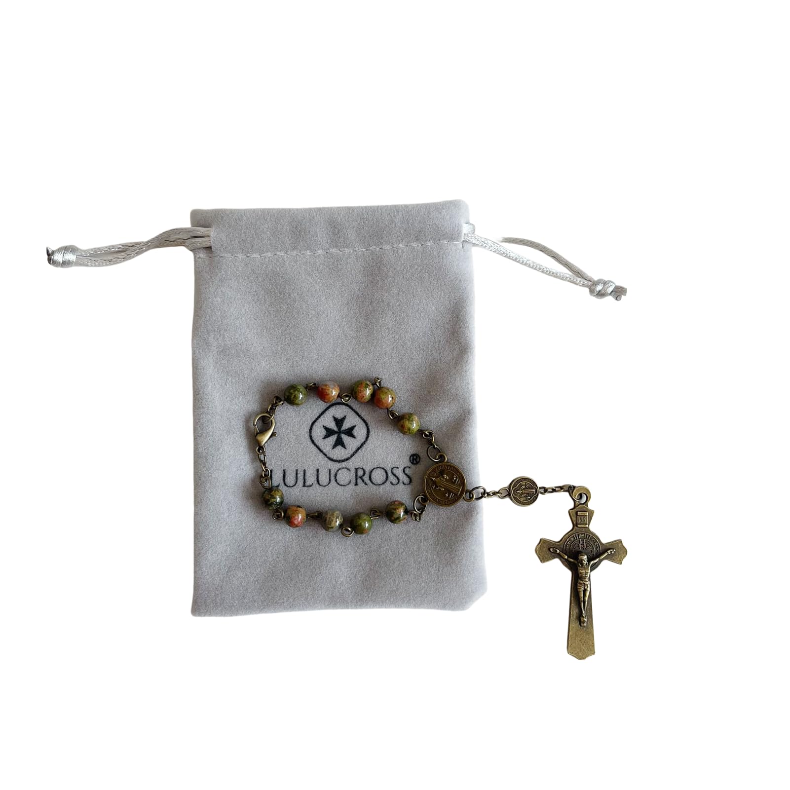 Lulucross 6cm Black Gallstone Rosary Catholic Rosary For Car Hanging Prayer