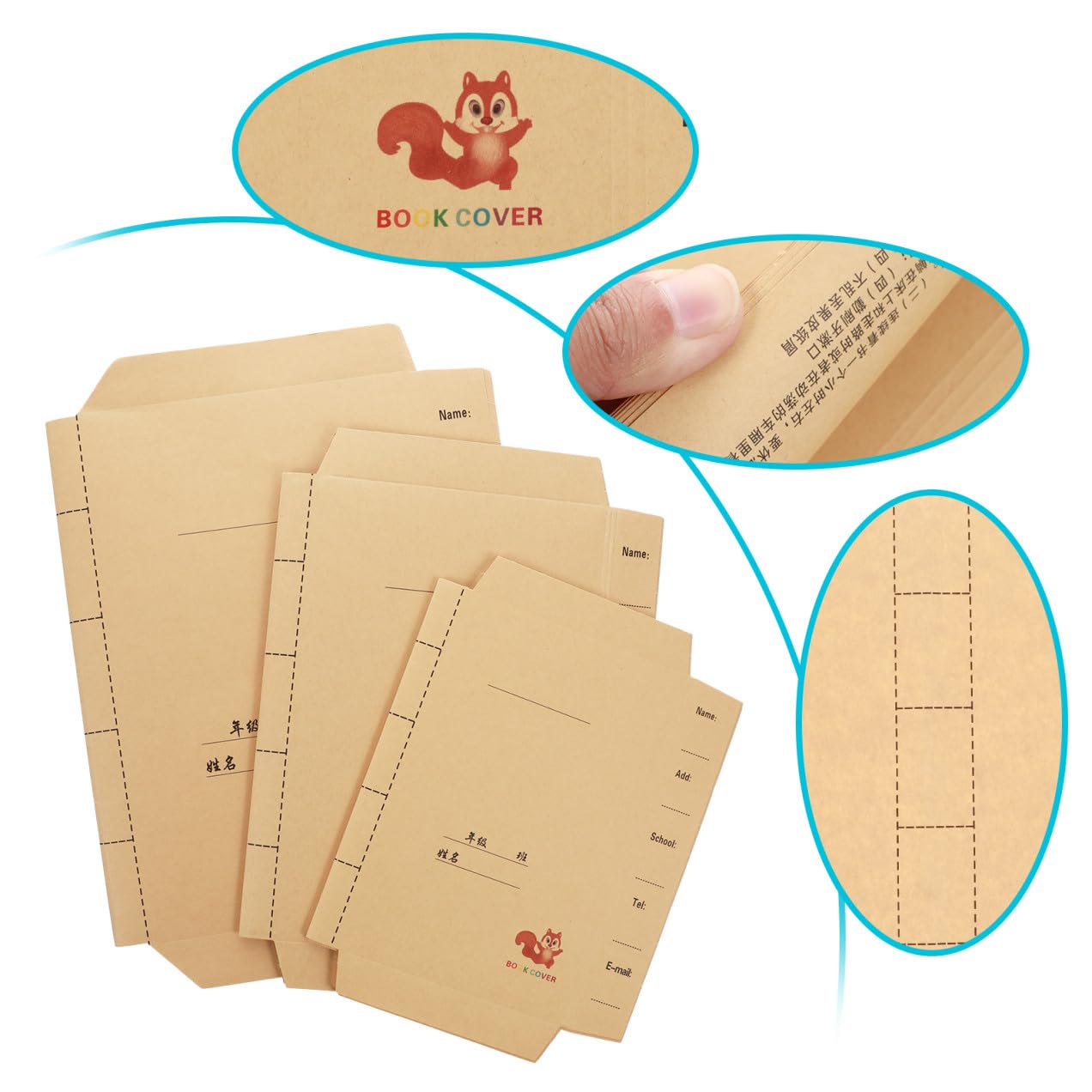 Book Protector 30pezzi in Carta Kraft Copertina Libro Scolastico