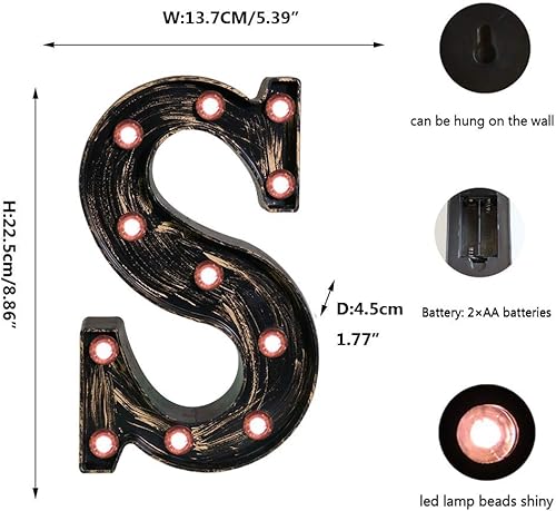 Miniatura 8 de Oycbuzo - Cartel de letras con luces LED doradas y negras, estilo industrial y clásico, para decoración de cafeterías, bodas, fiestas de cumpleaños,