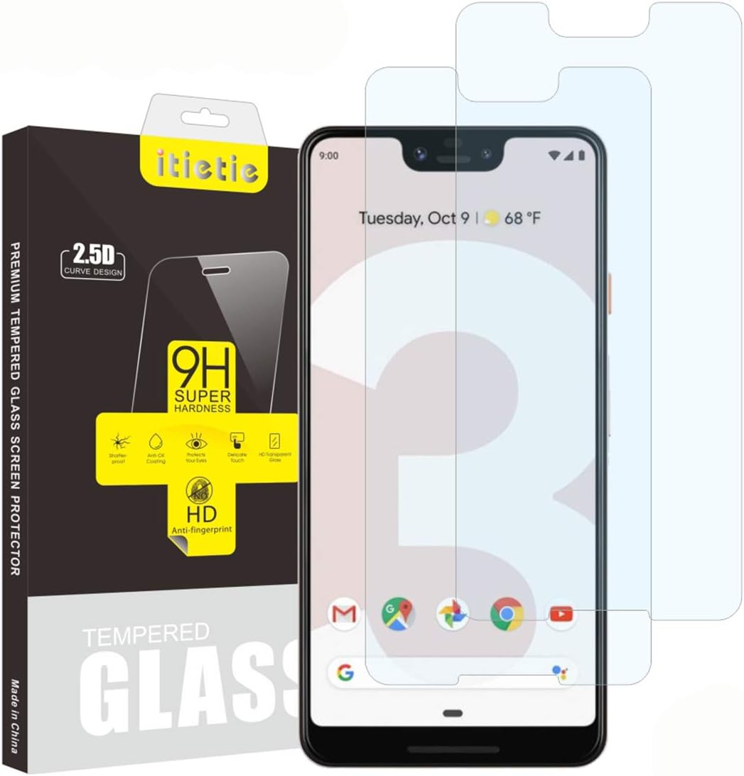 2-Pack Screen Protector for Pixel 3 XL, not for Pixel 3, Bubble Free, High Definition, Anti Scratch, Premium Tempered Glass Screen Protector Compatible with Google Pixel 3 XL